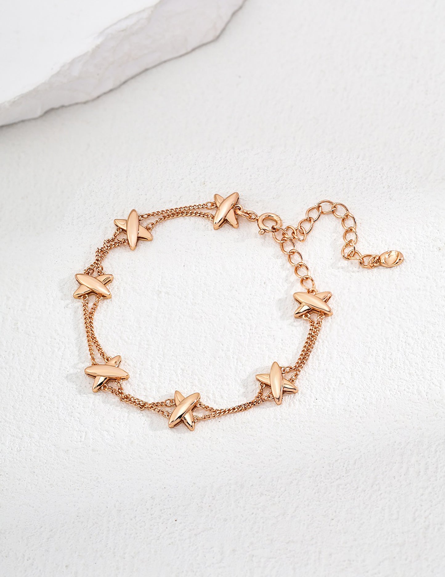 Star Charms Gold Plated Sterling Silver Bracelet