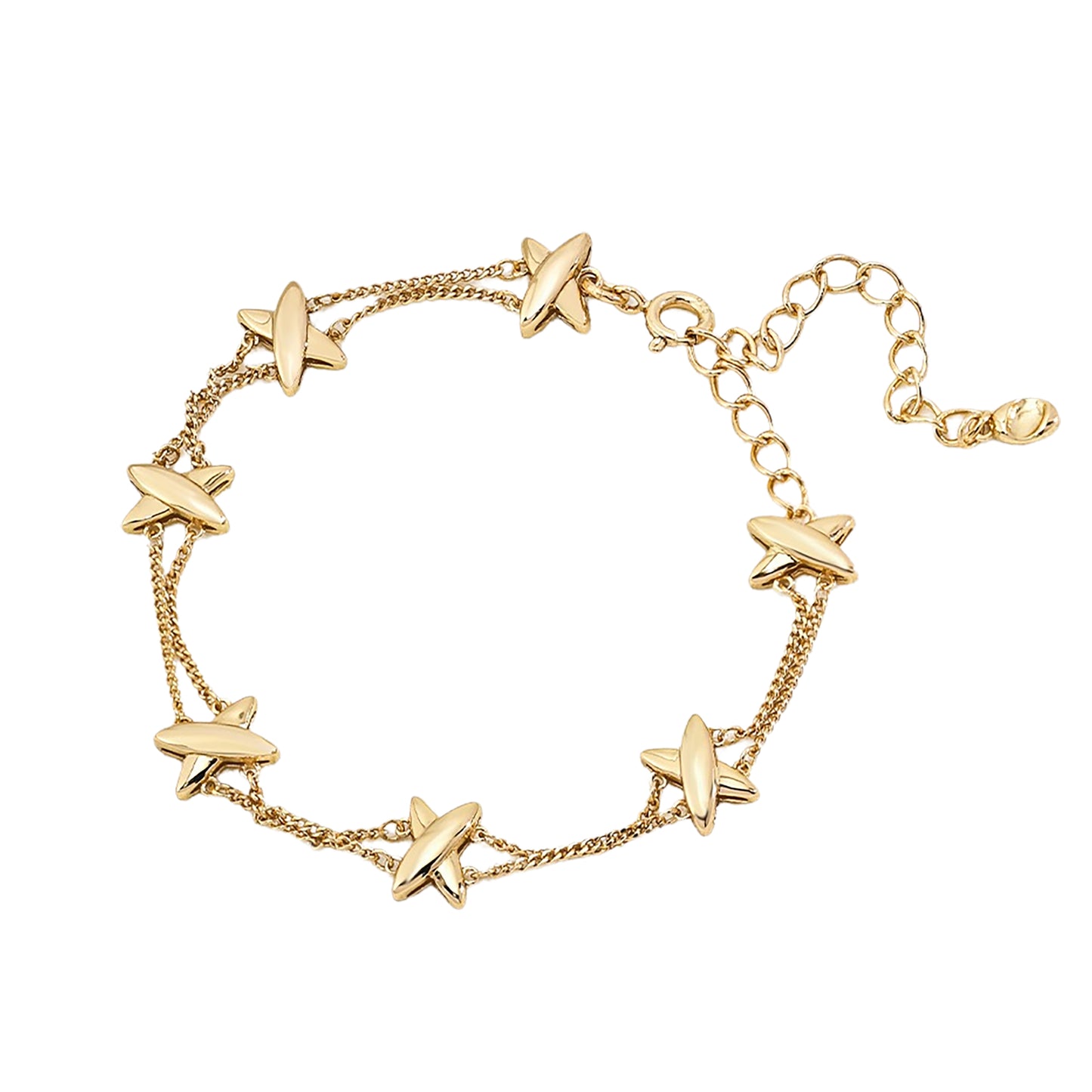 Star Charms Gold Plated Sterling Silver Bracelet