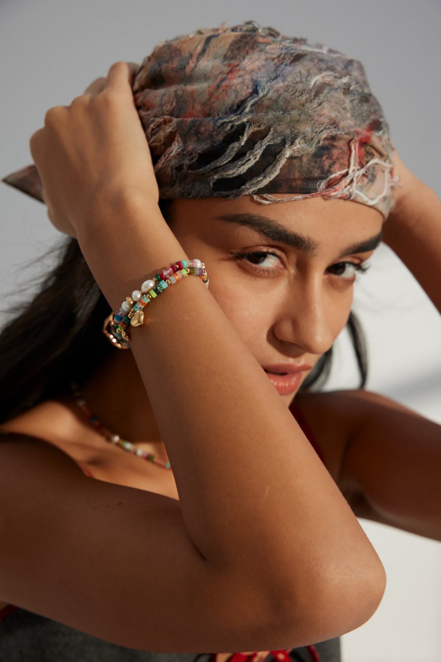 Colorful Gemstone With Pearls Bracelet