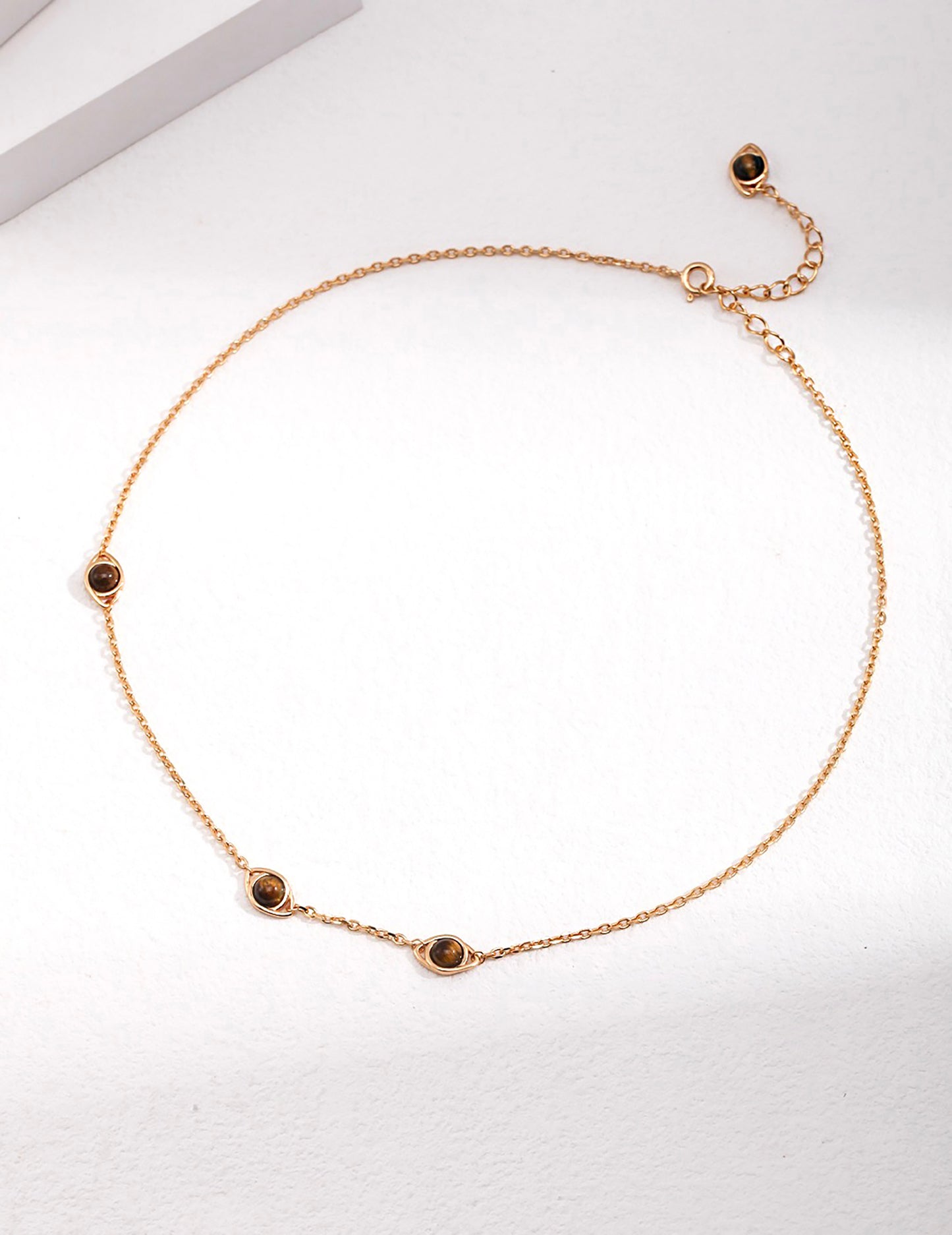 925 Silver Plated Gold With Tigereye Pendant Necklace