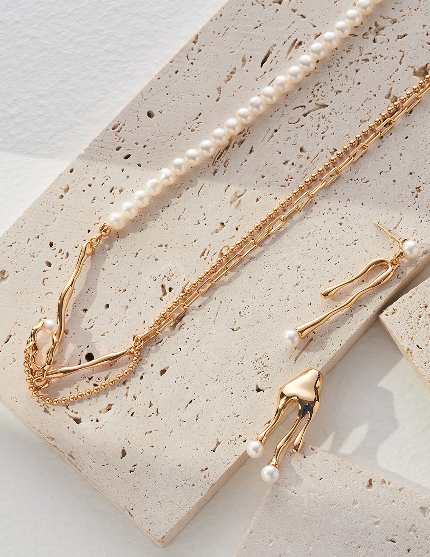 Sterling Silver Branches With White Pearls Statement Necklace