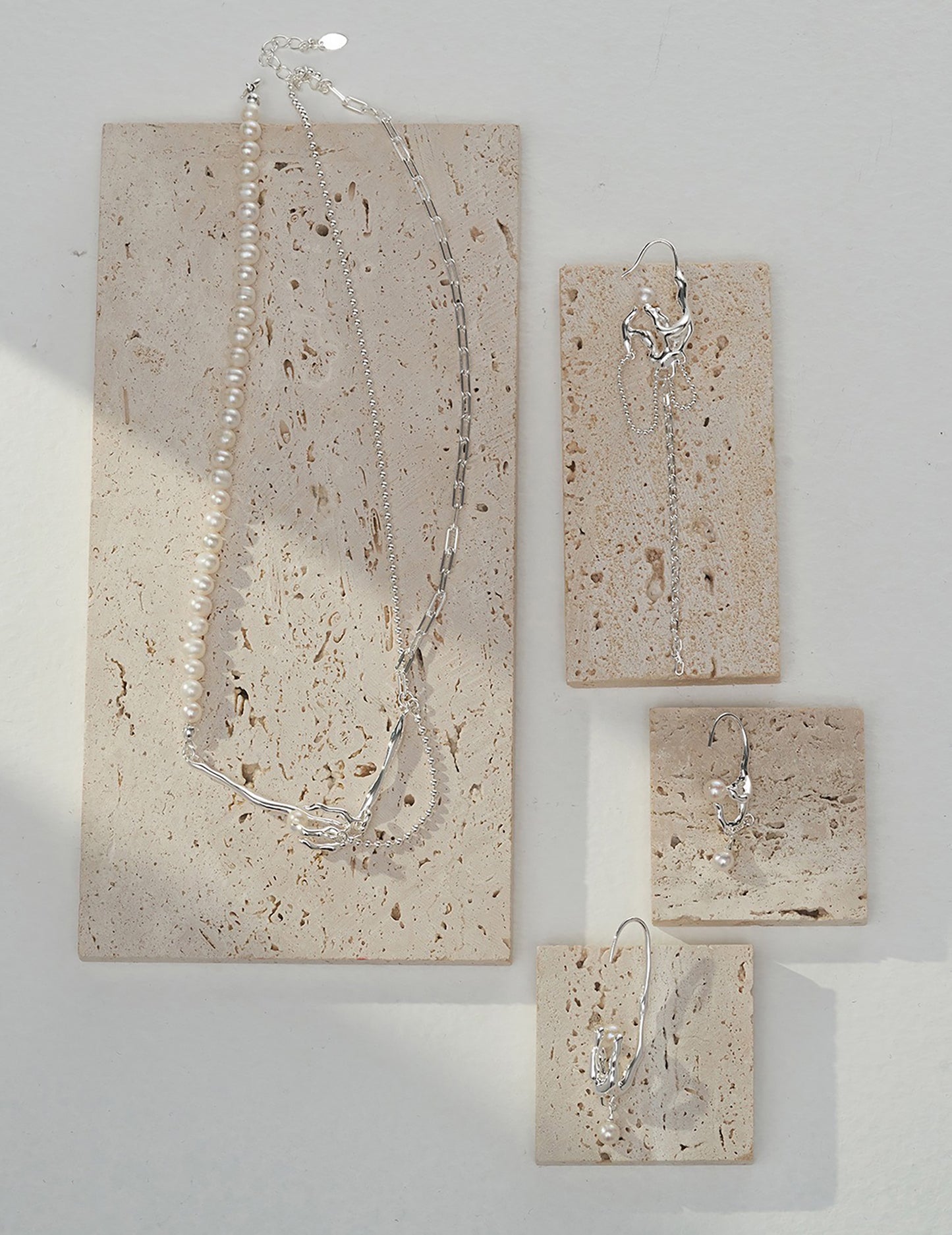 Sterling Silver Branches With White Pearls Statement Necklace