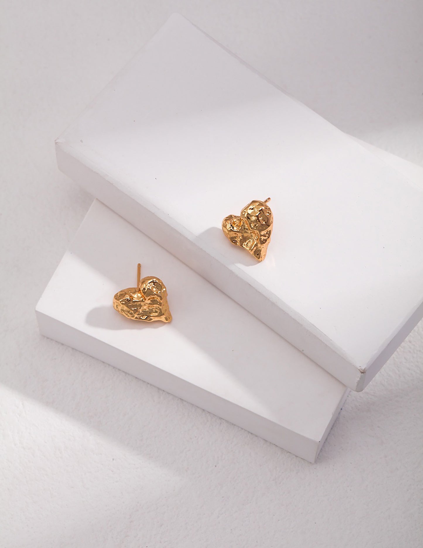 Heart Gold Plated Silver Stud Earrings