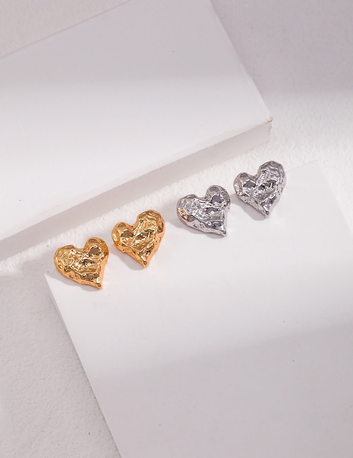 Heart Gold Plated Silver Stud Earrings
