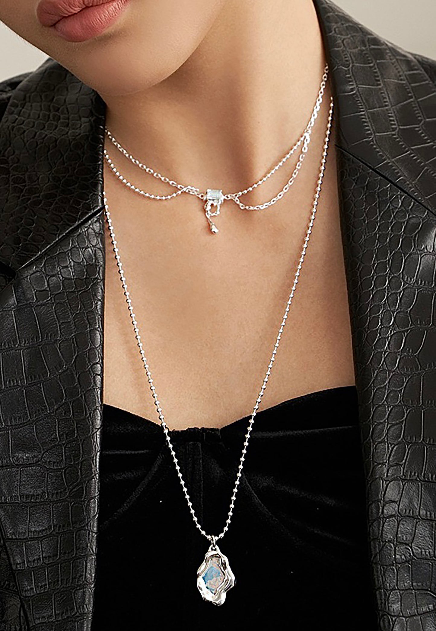 Gothic Style 925 Silver With Topaz Pendant Necklace