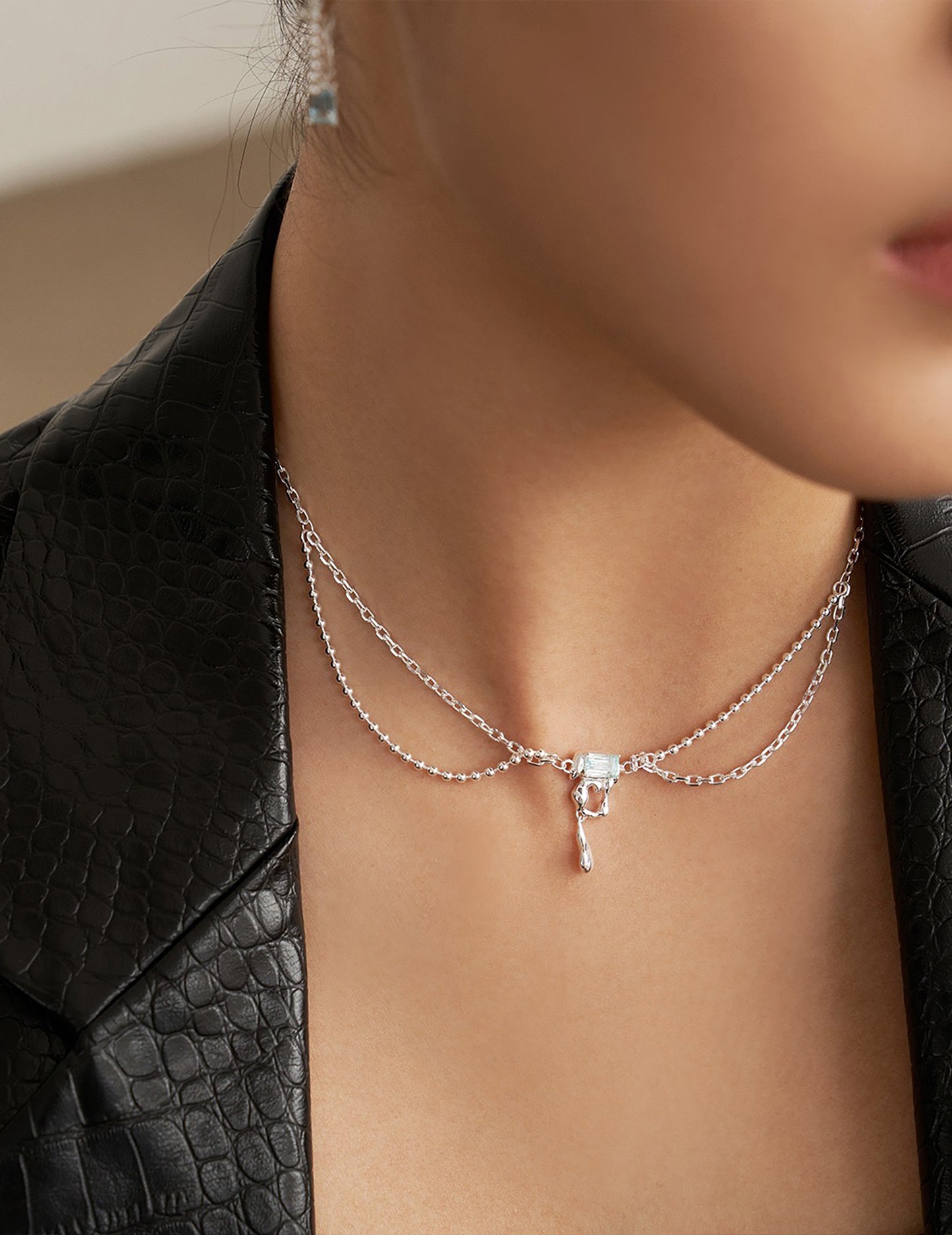 Gothic Style 925 Silver With Topaz Pendant Necklace