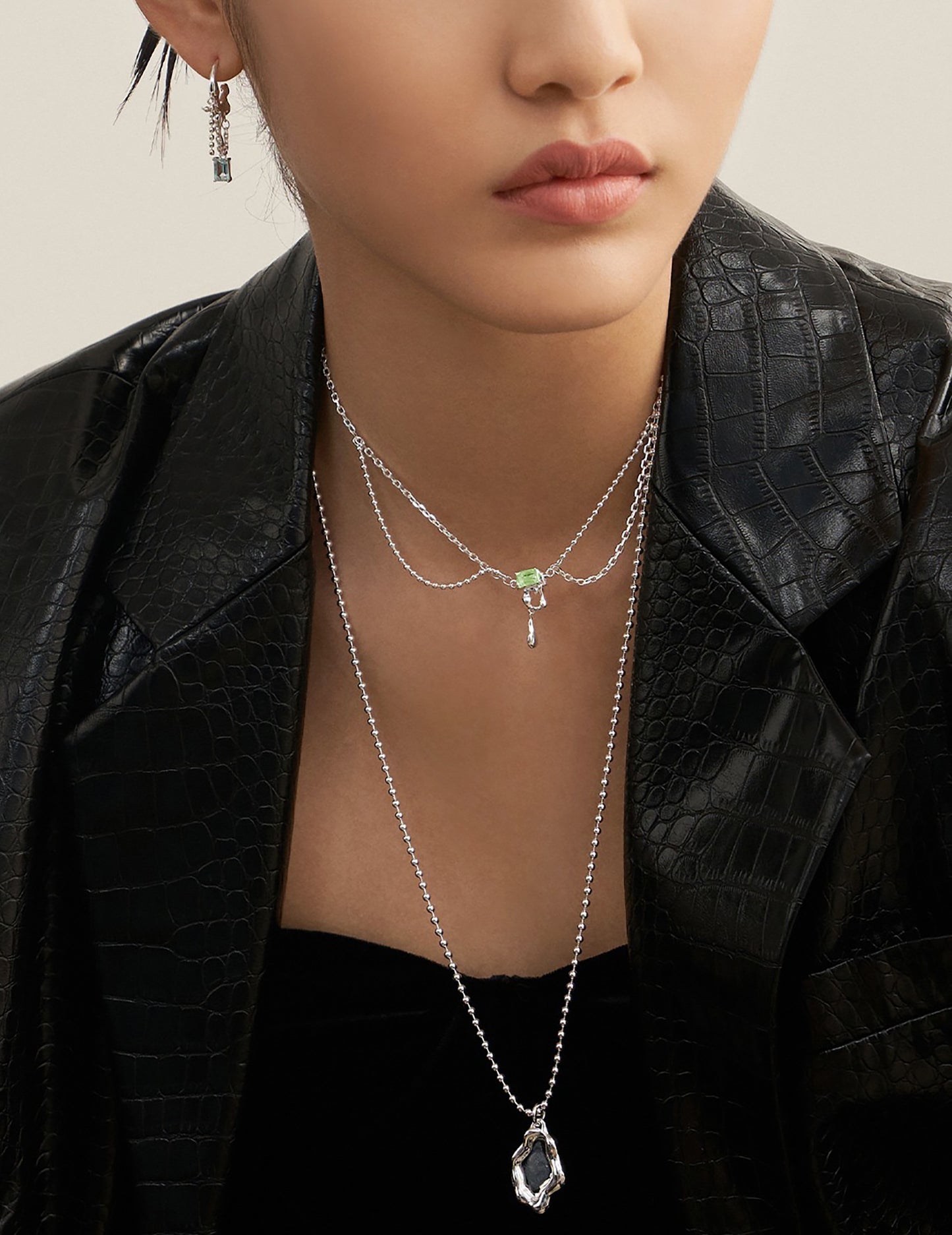 Gothic Style 925 Silver With Topaz Pendant Necklace