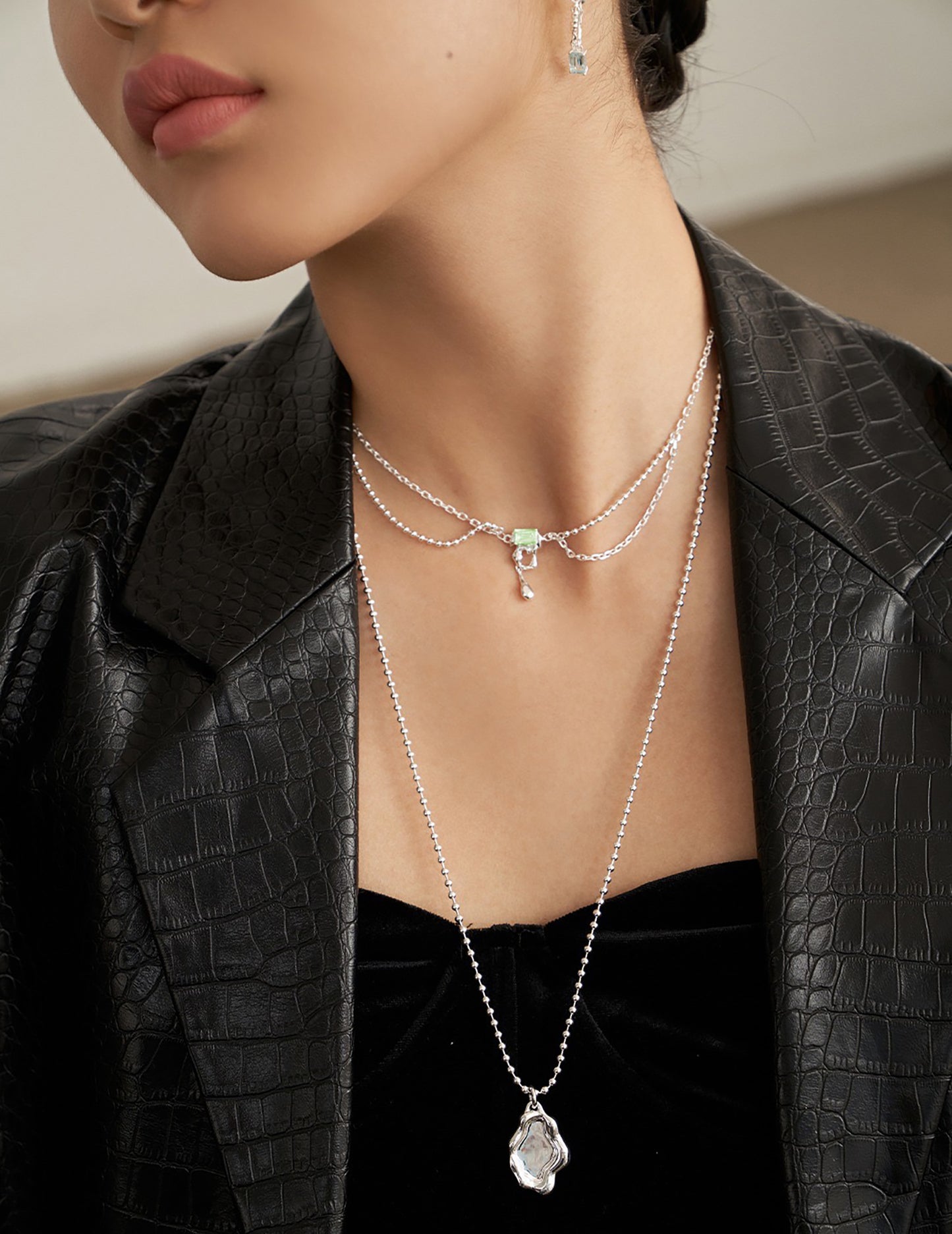 Gothic Style 925 Silver With Topaz Pendant Necklace