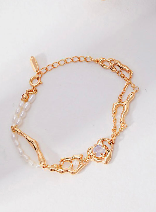 925 Silver With Pearls and Opal Stone Bracelet