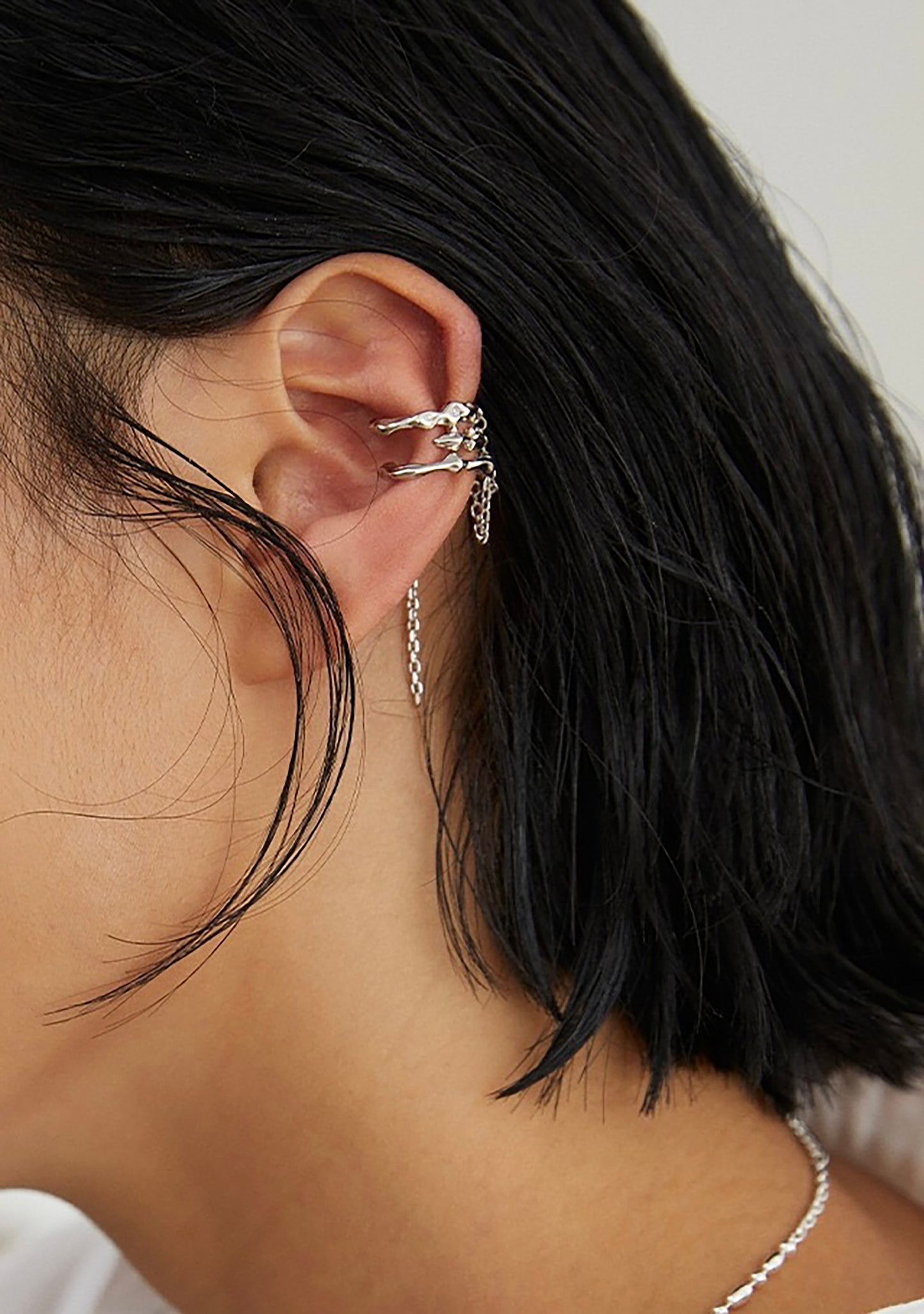 925 Silver With Tassel One Piece Earrings Cuff
