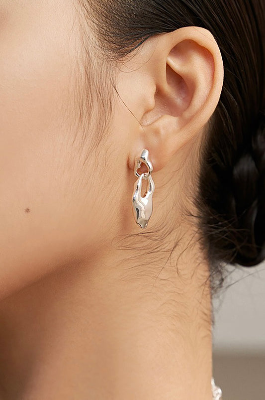 Flowing Lava Shaped 925 Silver Earrings