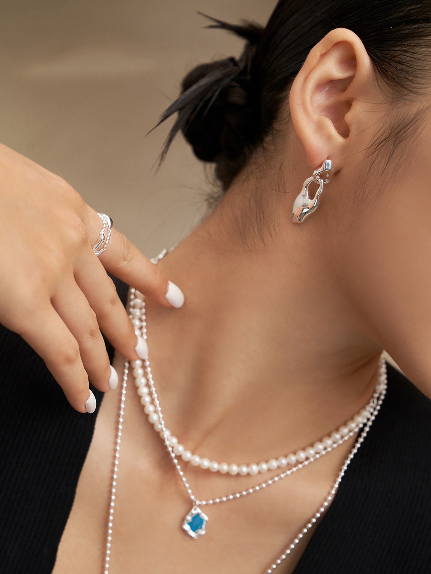 Flowing Lava Shaped 925 Silver Earrings