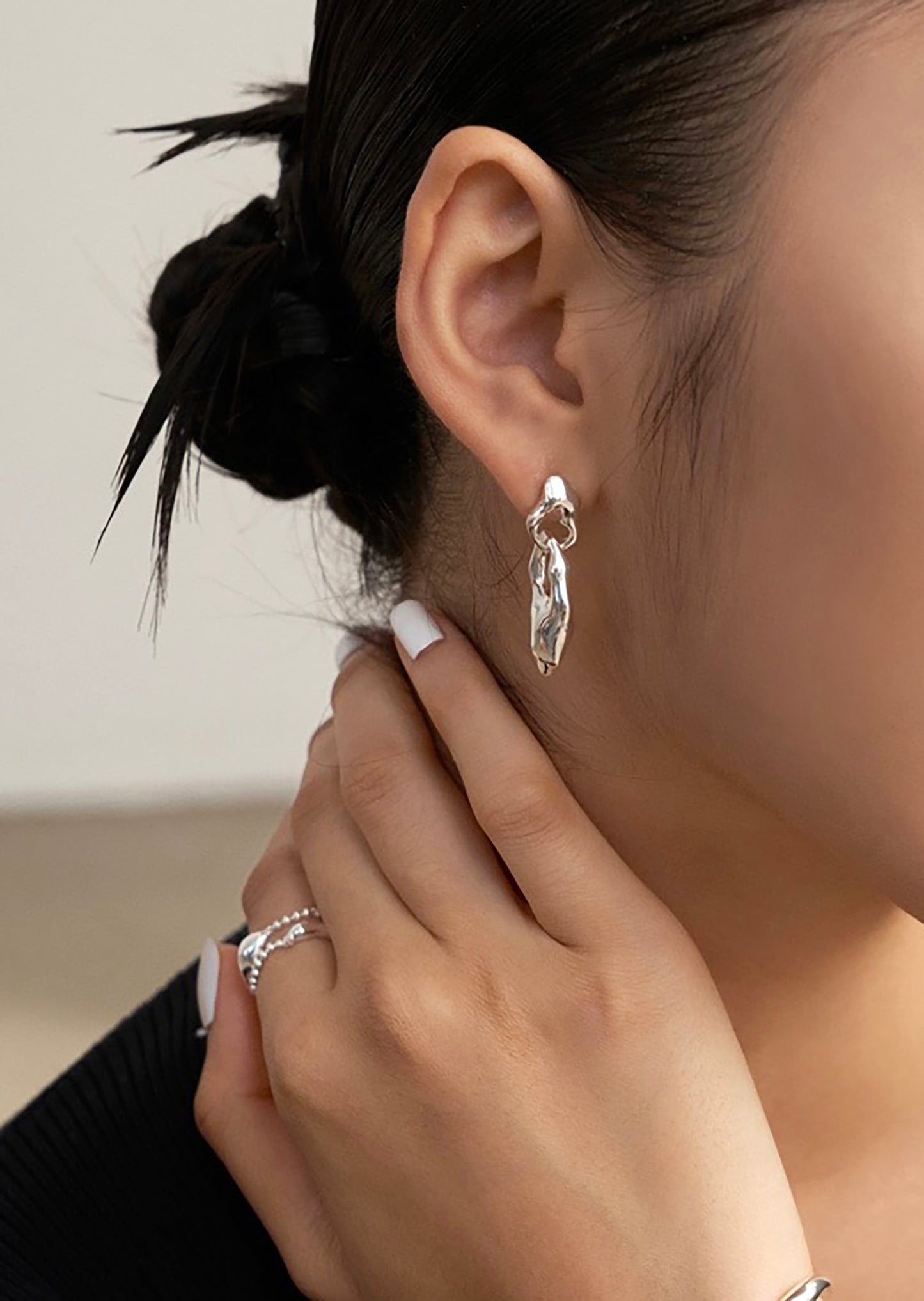 Flowing Lava Shaped 925 Silver Earrings