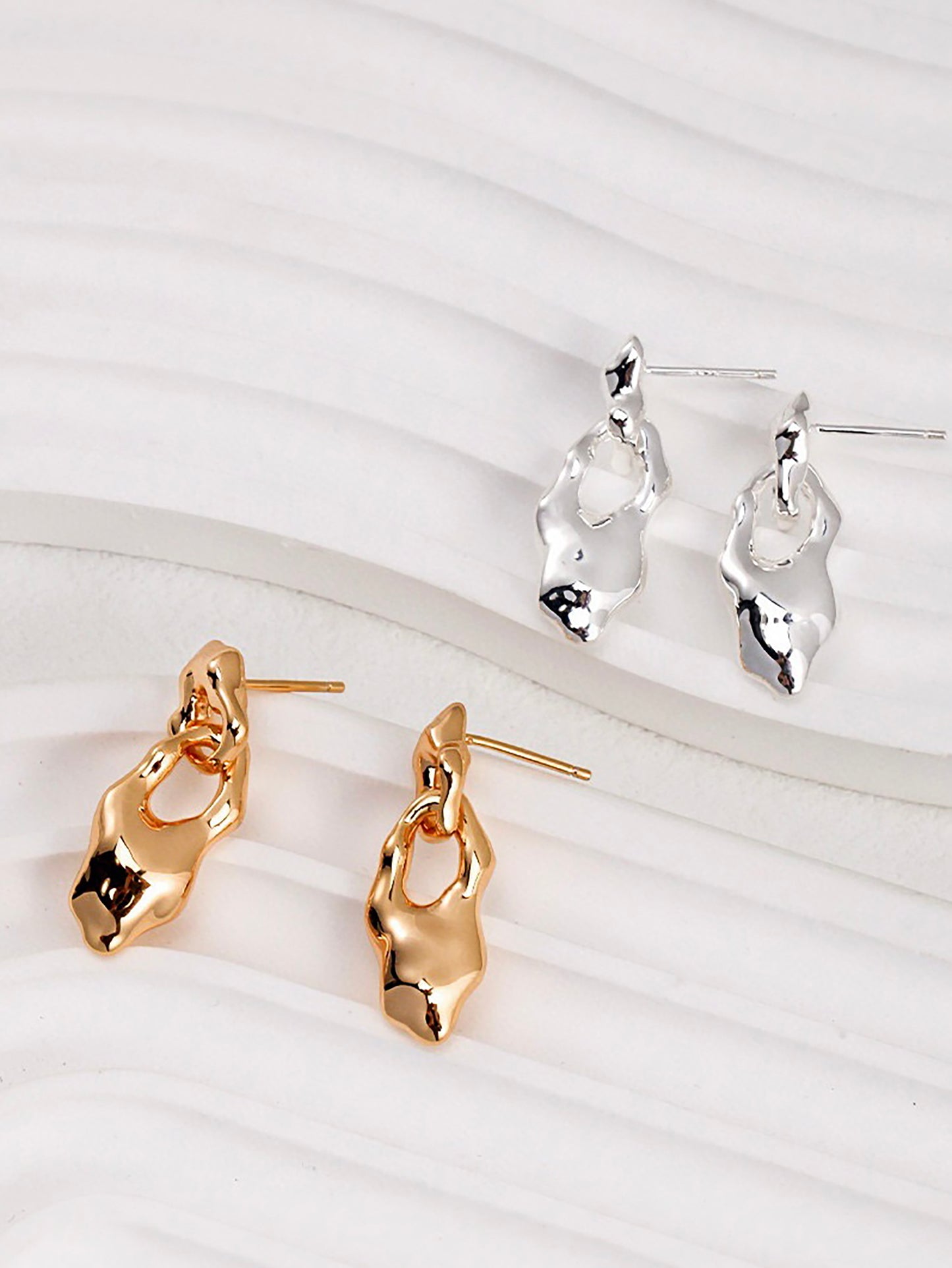 Flowing Lava Shaped 925 Silver Earrings