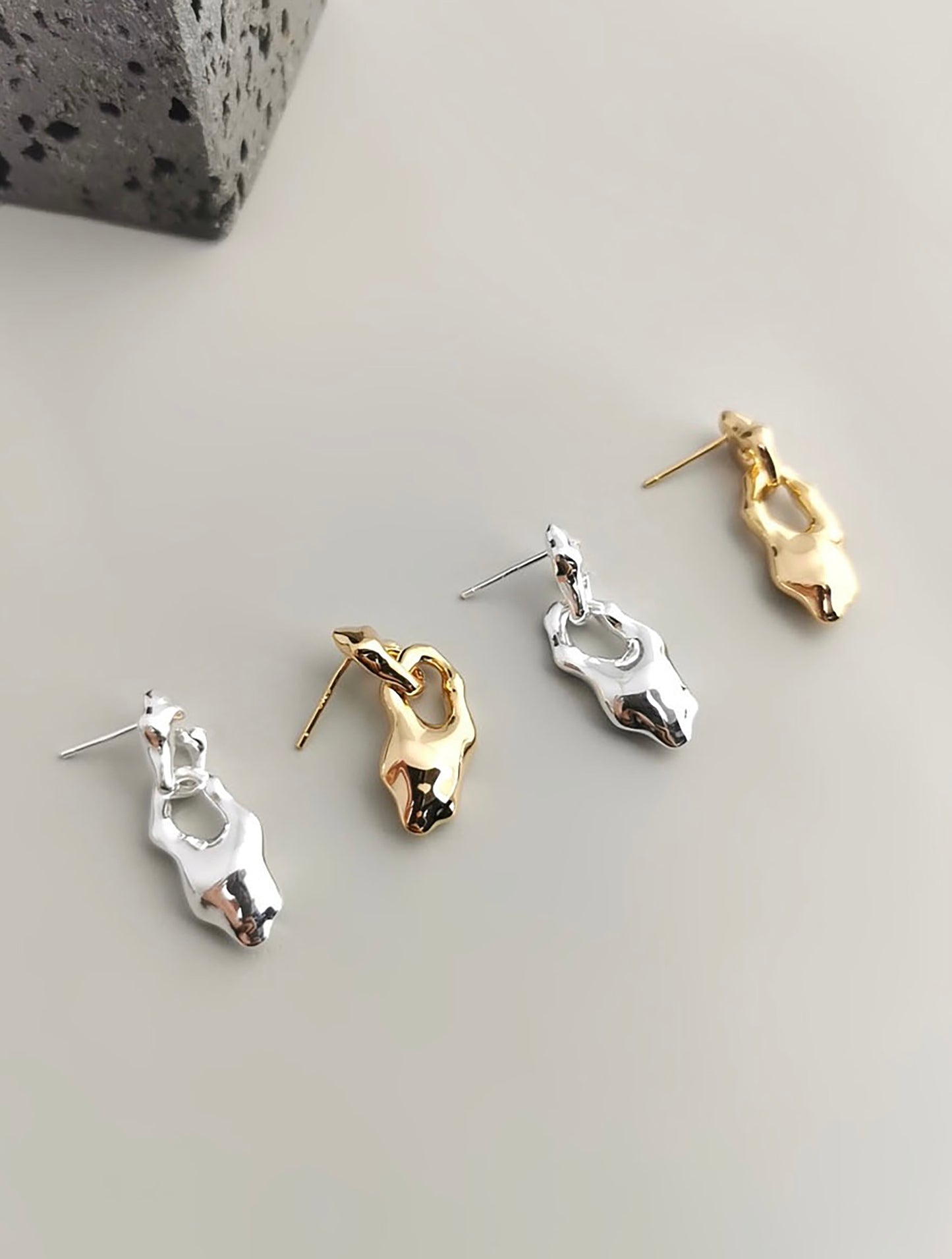 Flowing Lava Shaped 925 Silver Earrings