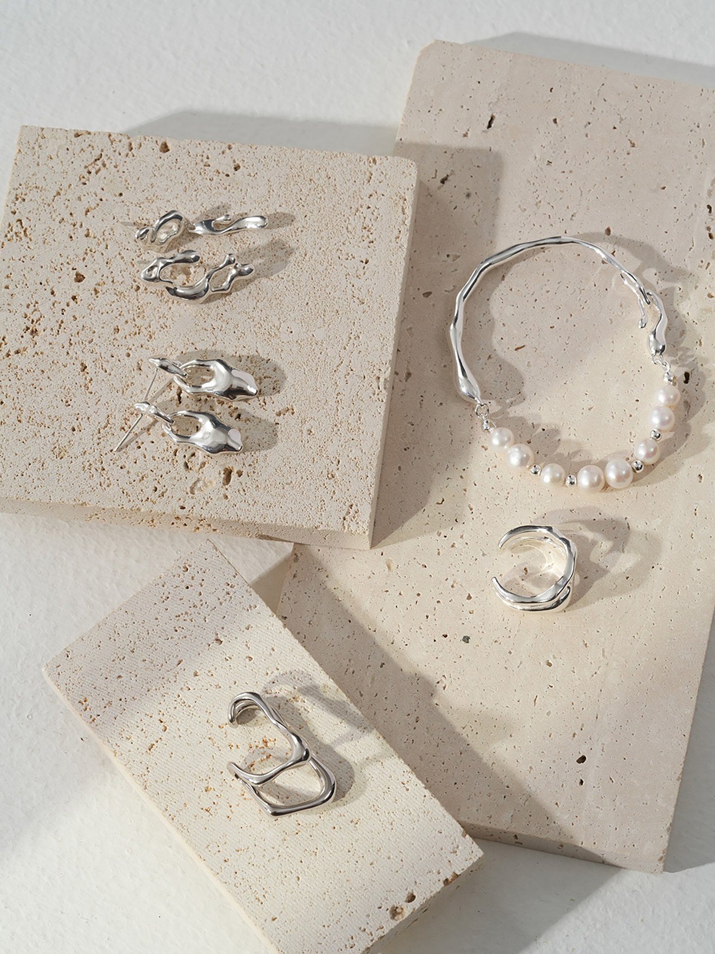 Flowing Lava Shaped 925 Silver Earrings