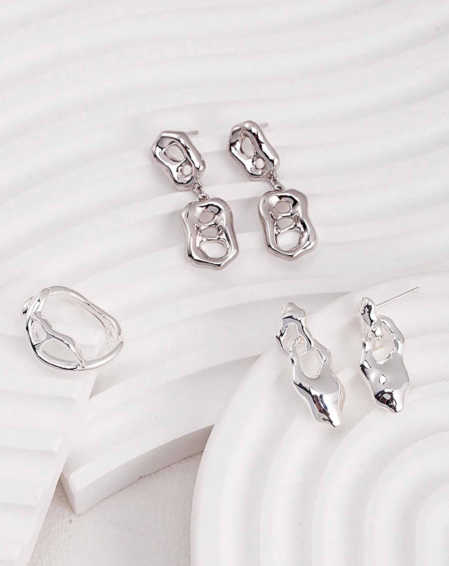 Flowing Lava Shaped 925 Silver Earrings