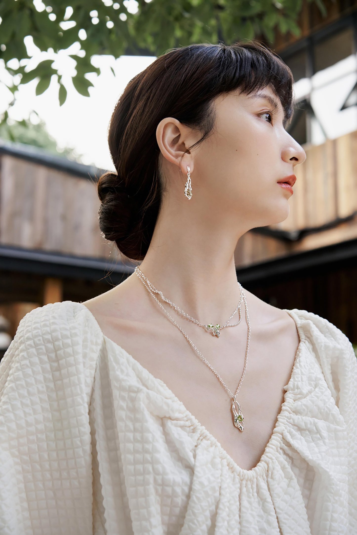 Lava Shaped 925 Silver With Topaz Pendant Necklace