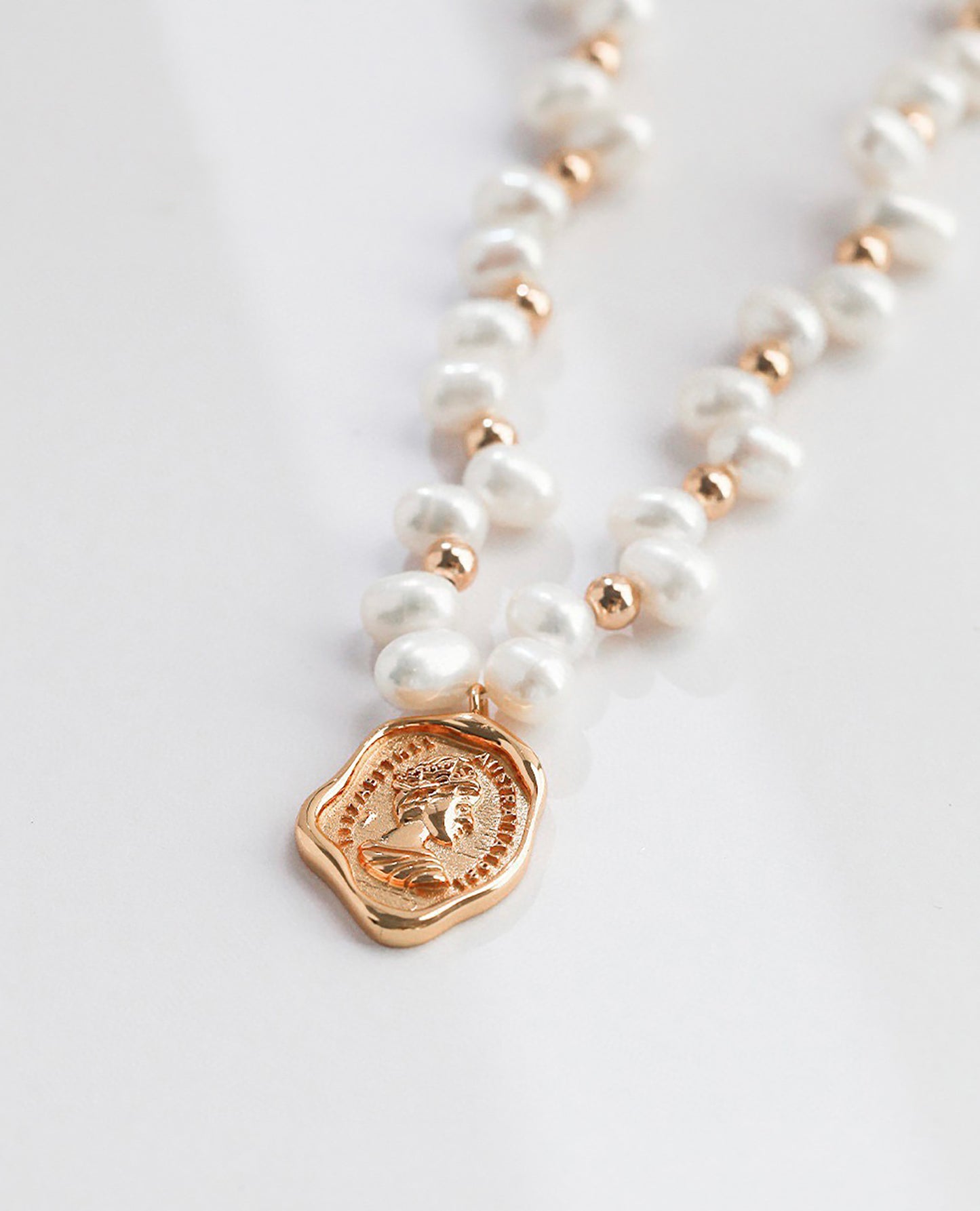 Freshwater Pearls With Coin Pendant Necklace