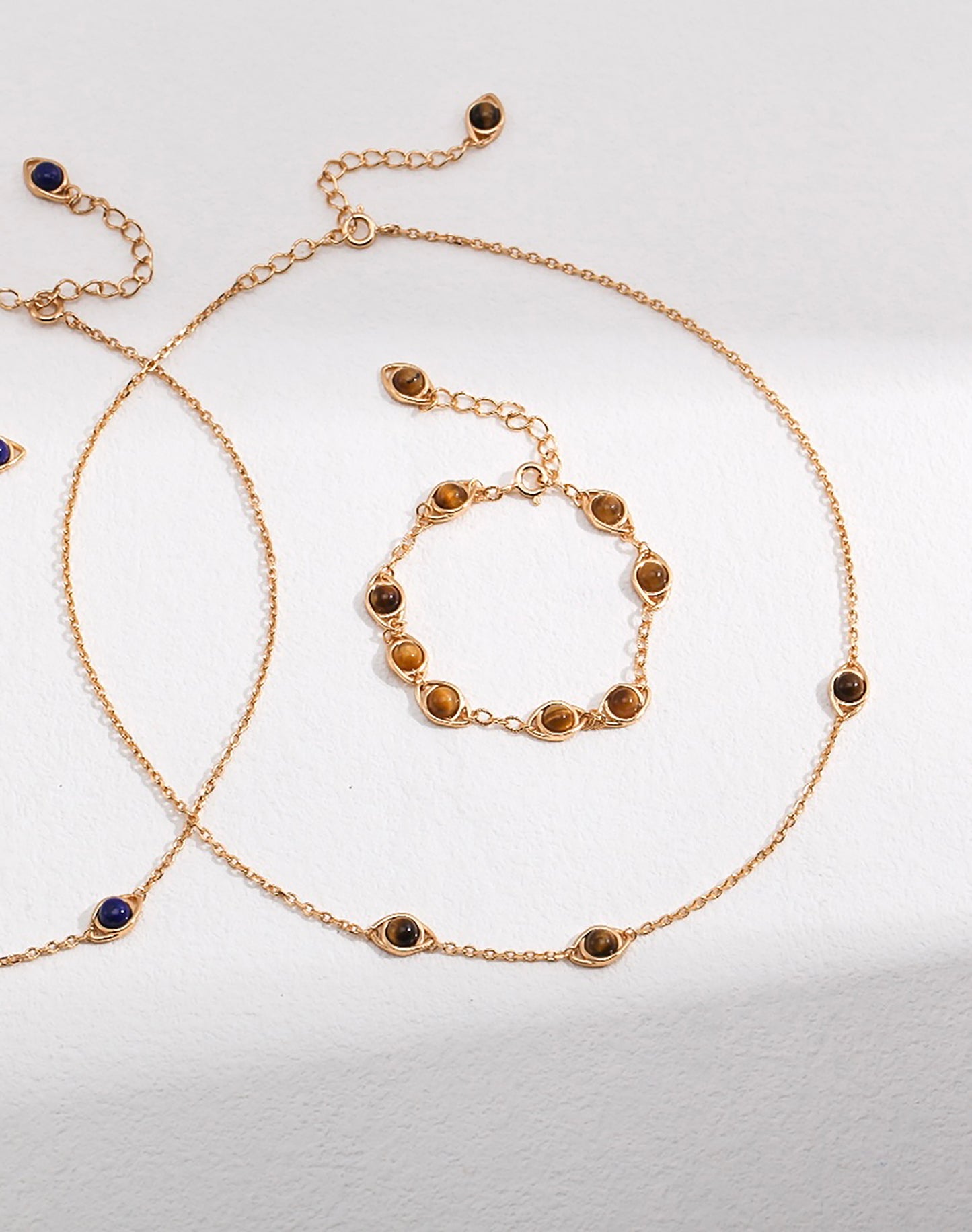 925 Silver Plated Gold With Tigereye Pendant Necklace