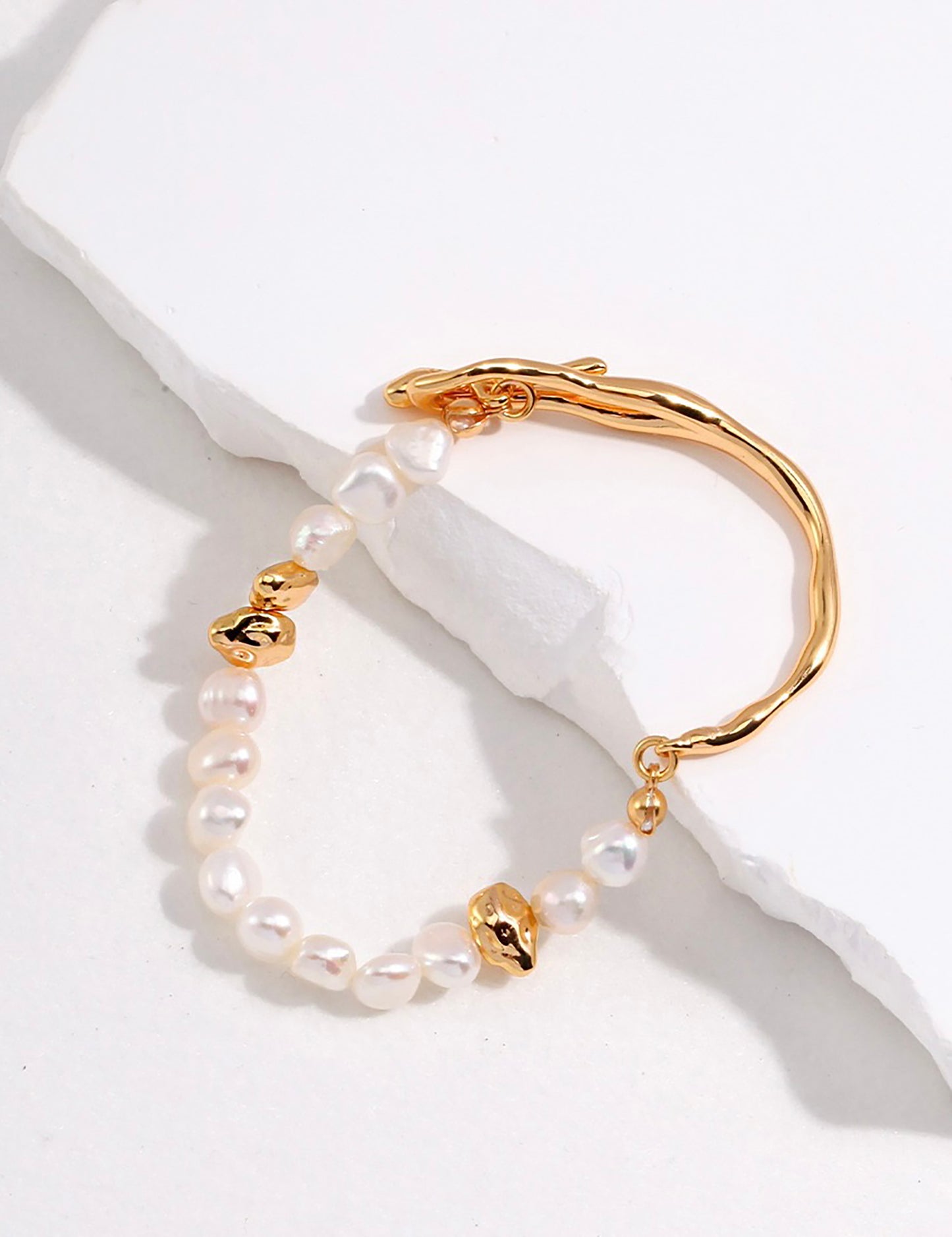 18K Gold Plated Silver With Pearls Bracelet