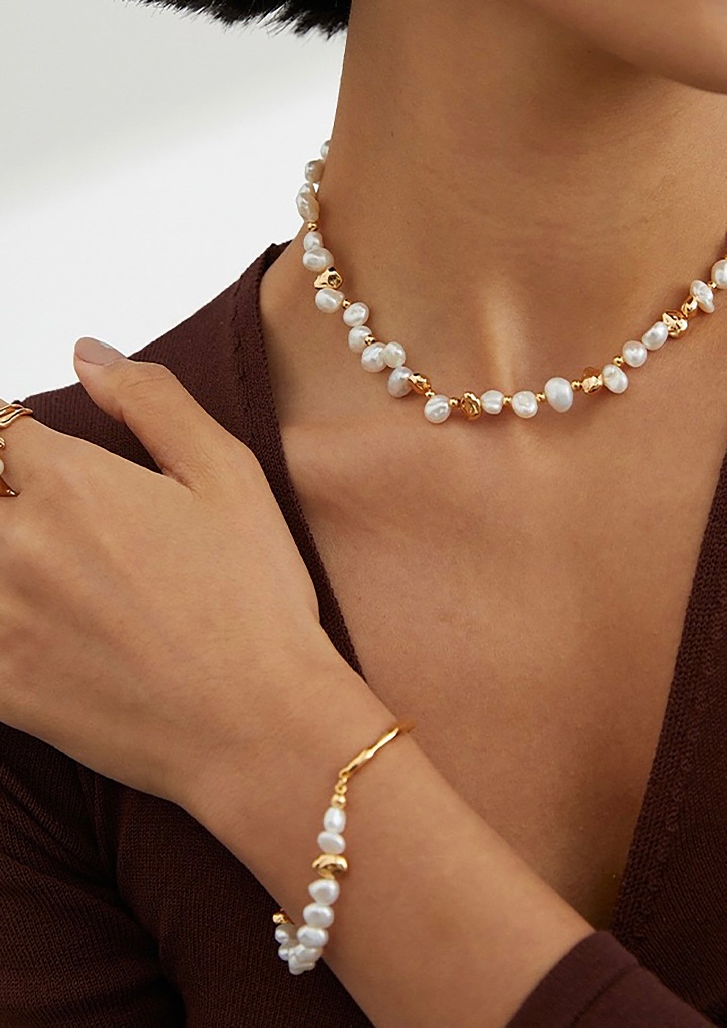 18K Gold Plated Silver With Pearls Bracelet