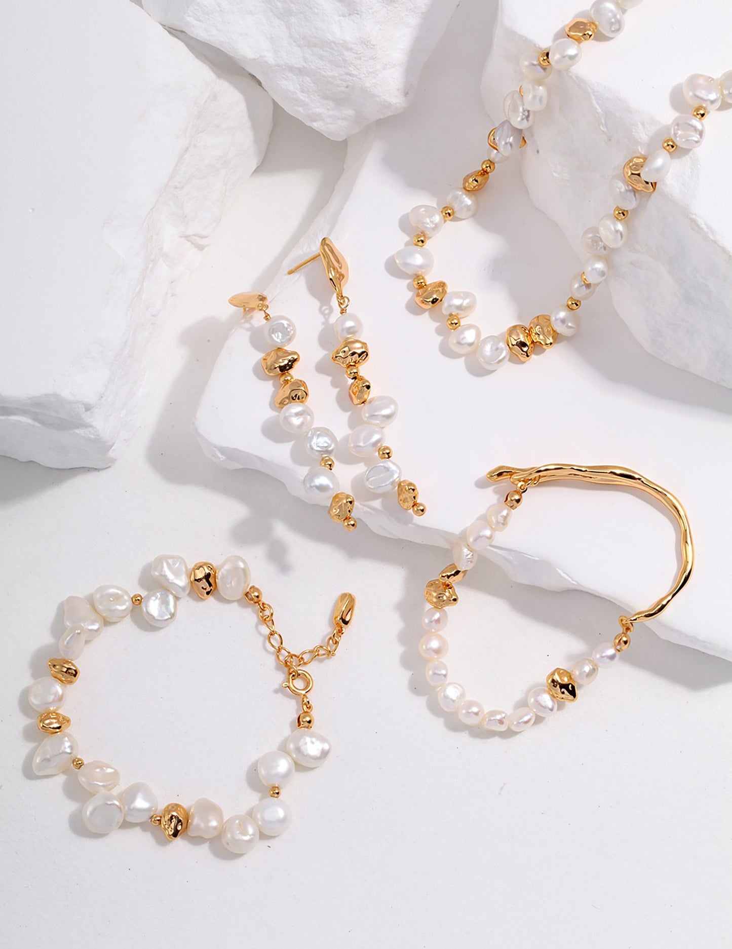 18K Gold Plated Silver With Pearls Bracelet
