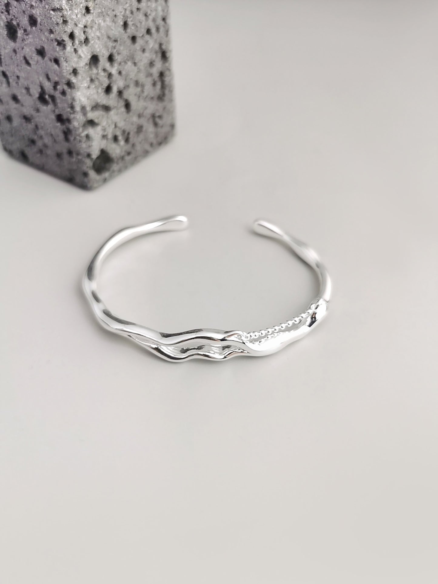Branch Shaped 925 Sterling Silver Adjustable Bangle