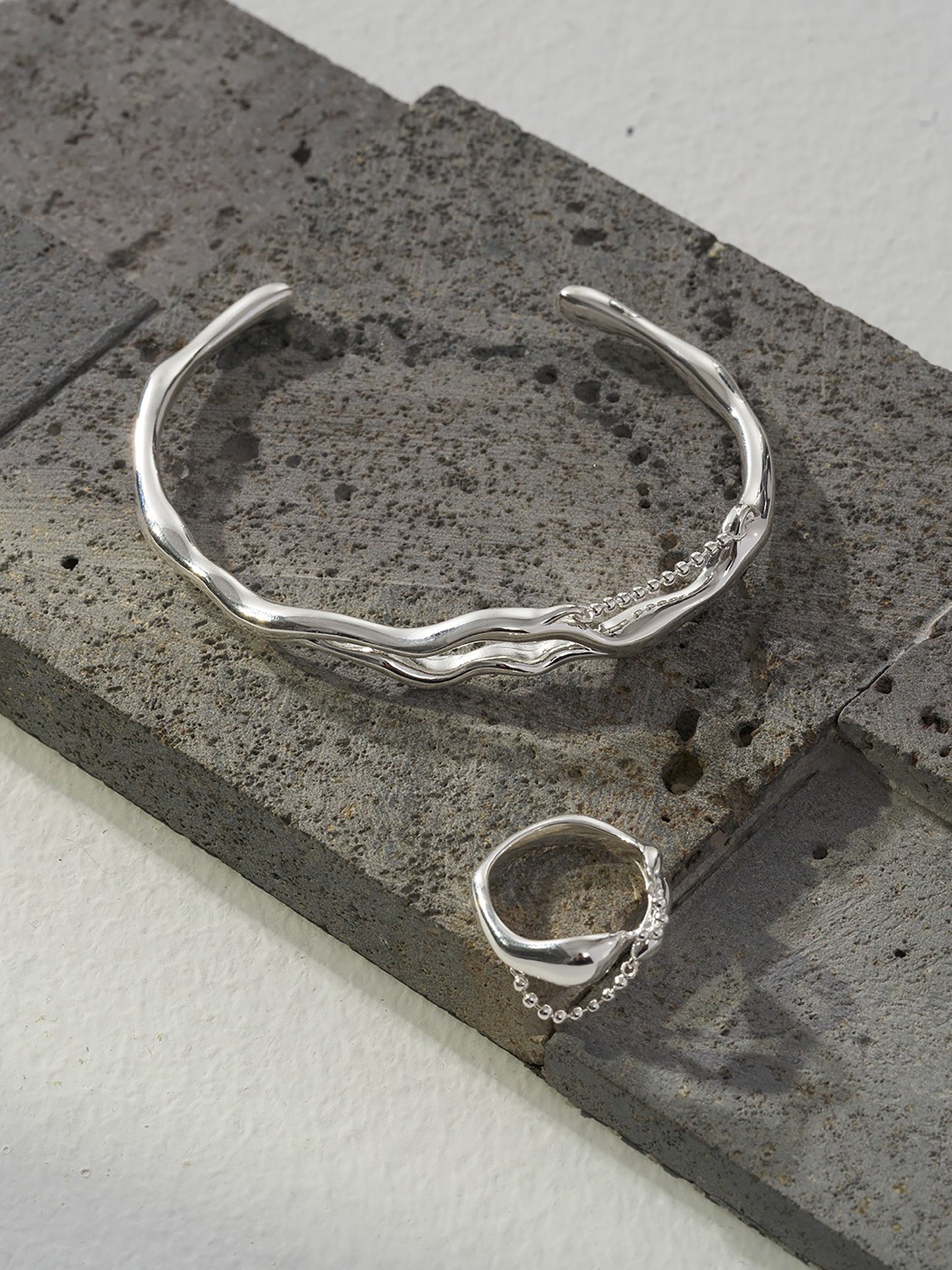Branch Shaped 925 Sterling Silver Adjustable Bangle