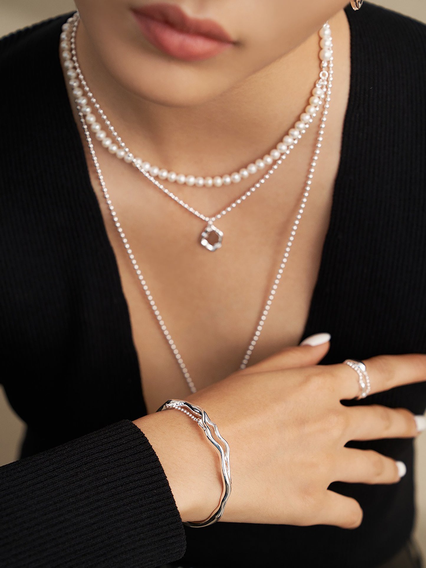 Branch Shaped 925 Sterling Silver Adjustable Bangle