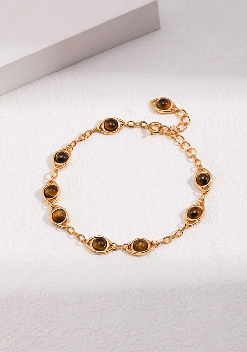 925 Silver Plated Gold With Tigereye Bracelet