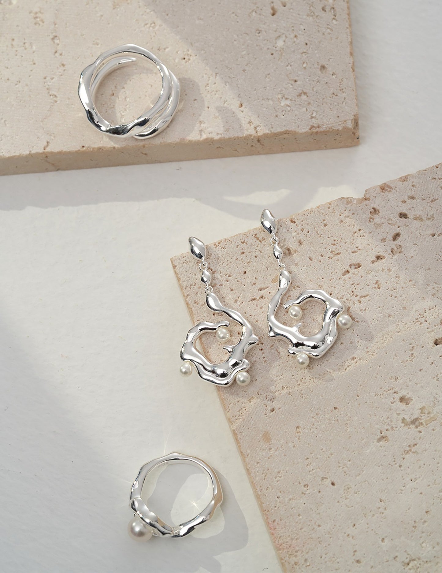 Curled Vine 925 Sterling Silver with Freshwater Pearl Earrings