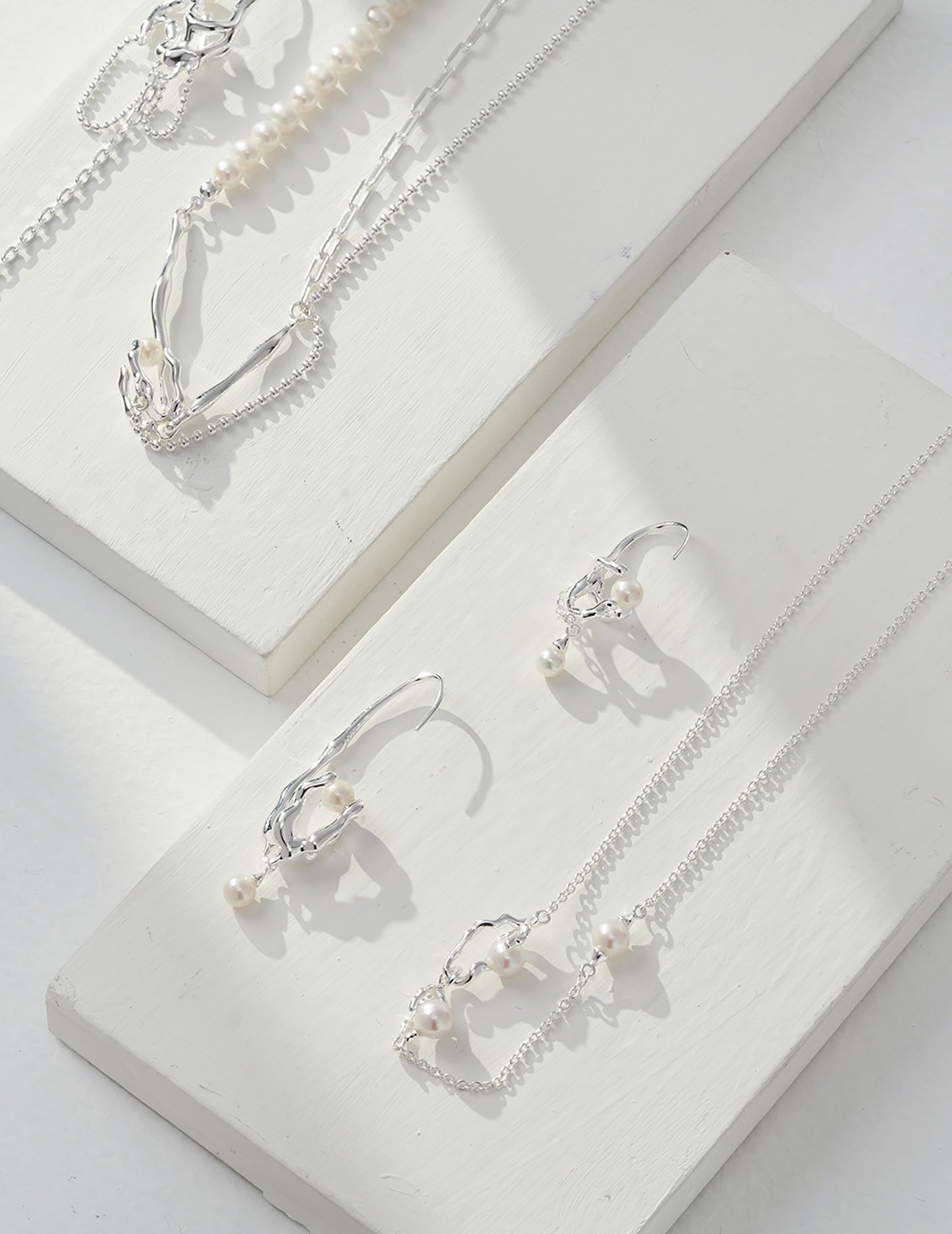 Vine Shaped 925 Sterling Silver With Pearls Necklace