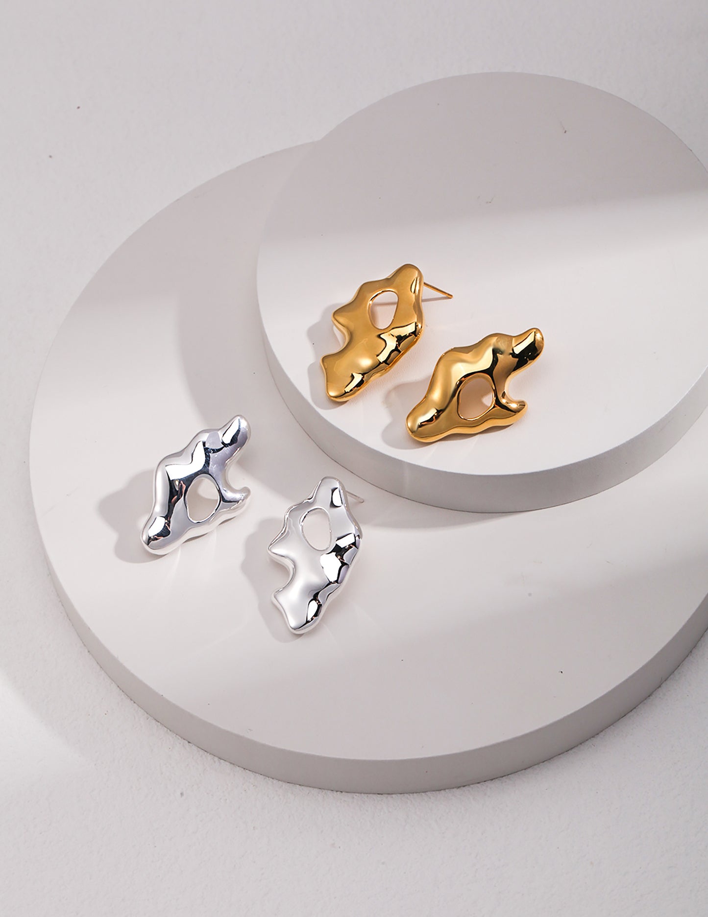 Wave Shaped 925 Silver Unbalance Earrings