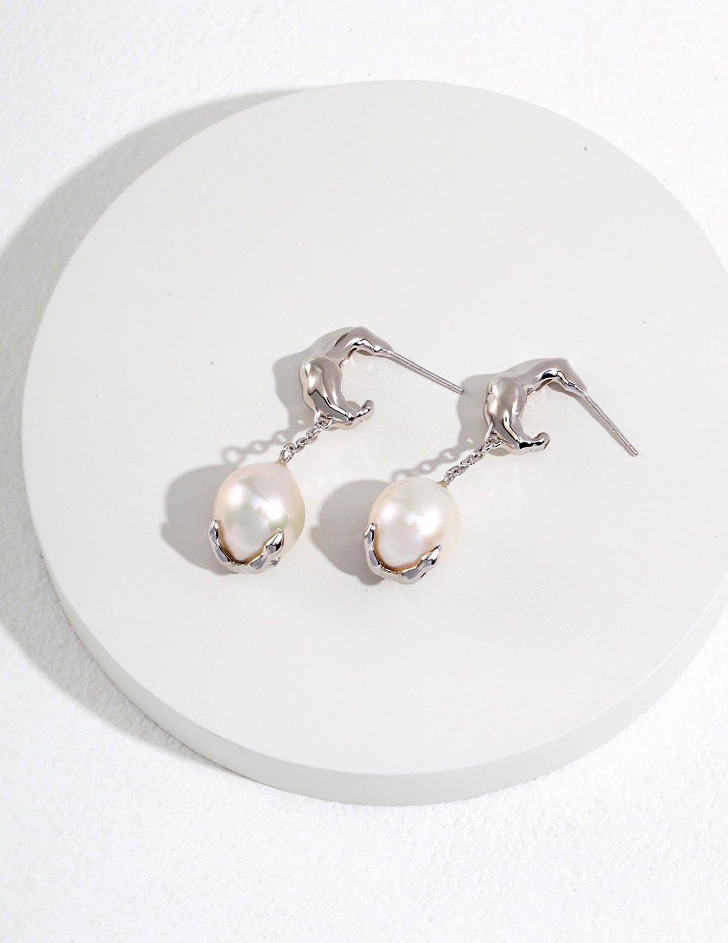 Vintage Shaped Baroque Pearls With 925 Silver Earrings