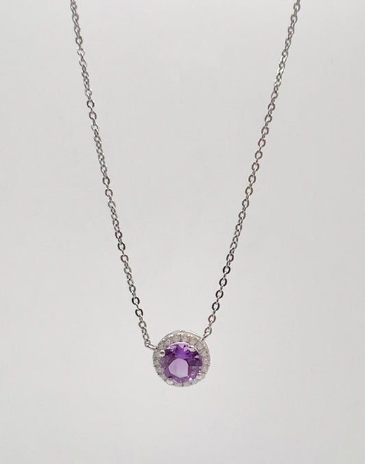 Amethyst Stone Pendant 925 Sterling Silver Necklace