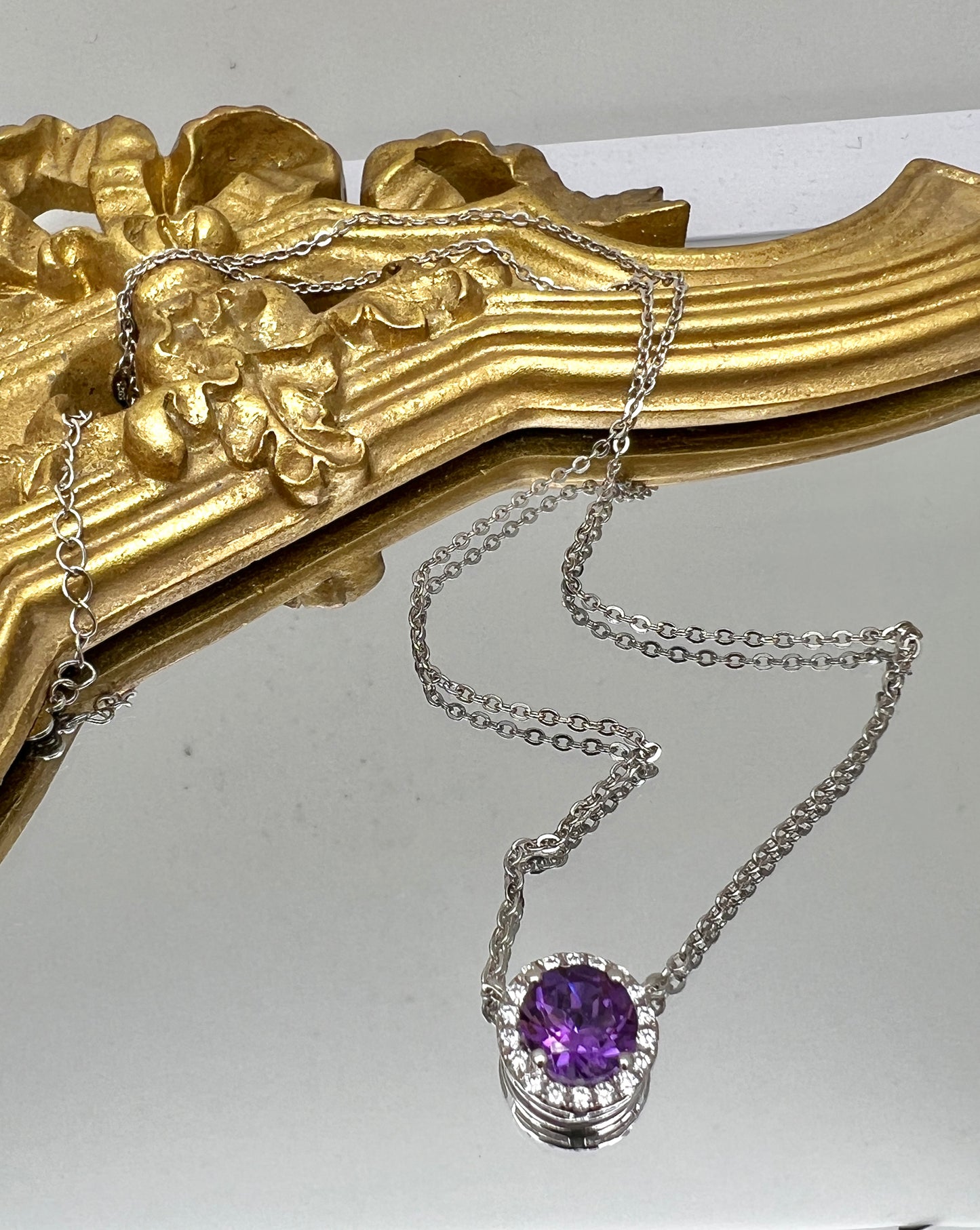 Amethyst Stone Pendant 925 Sterling Silver Necklace