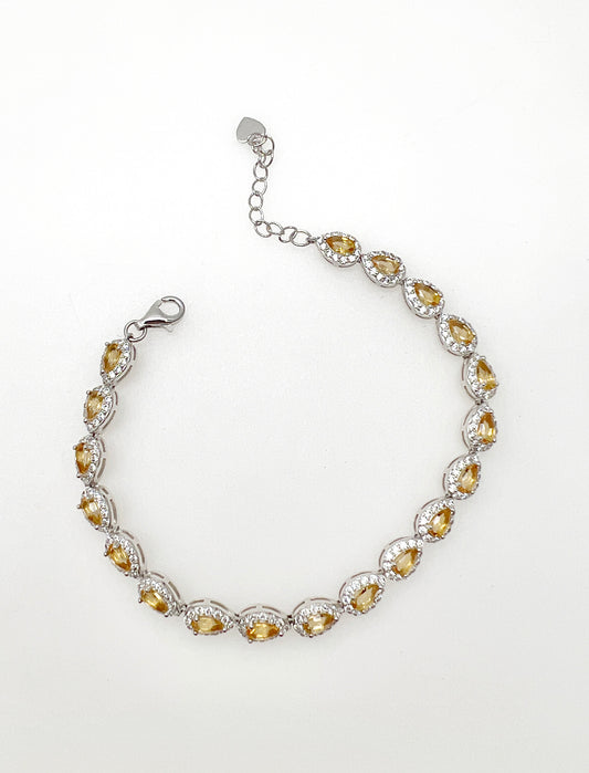 Citrine Stone 925 Sterling Silver Bracelet