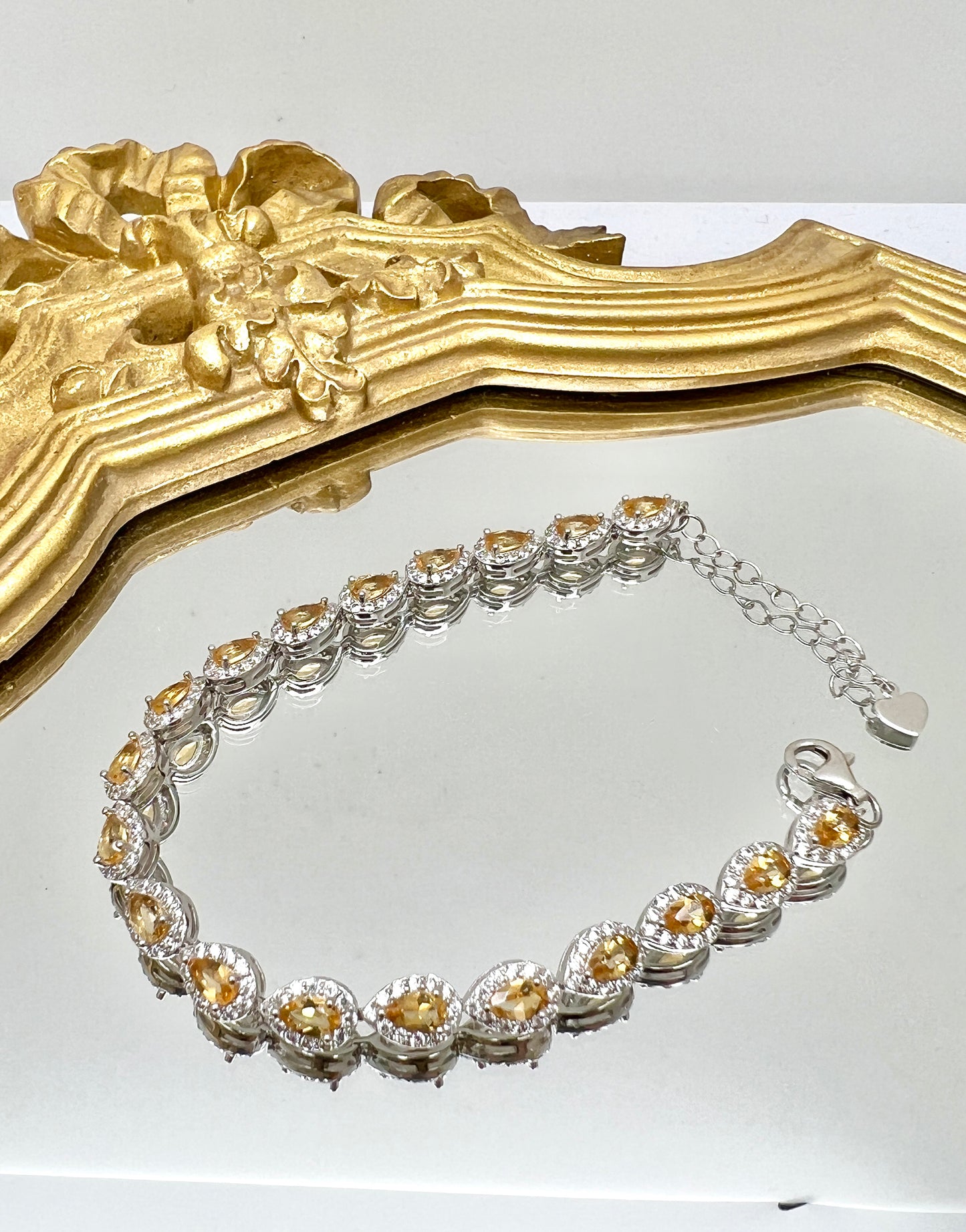 Citrine Stone 925 Sterling Silver Bracelet