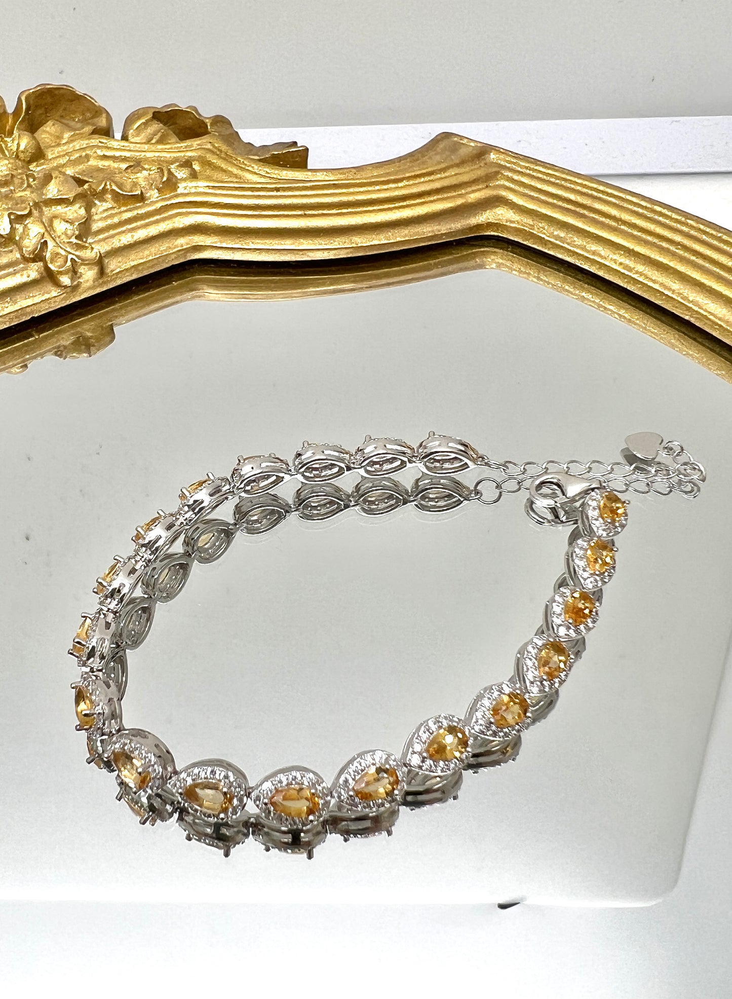 Citrine Stone 925 Sterling Silver Bracelet