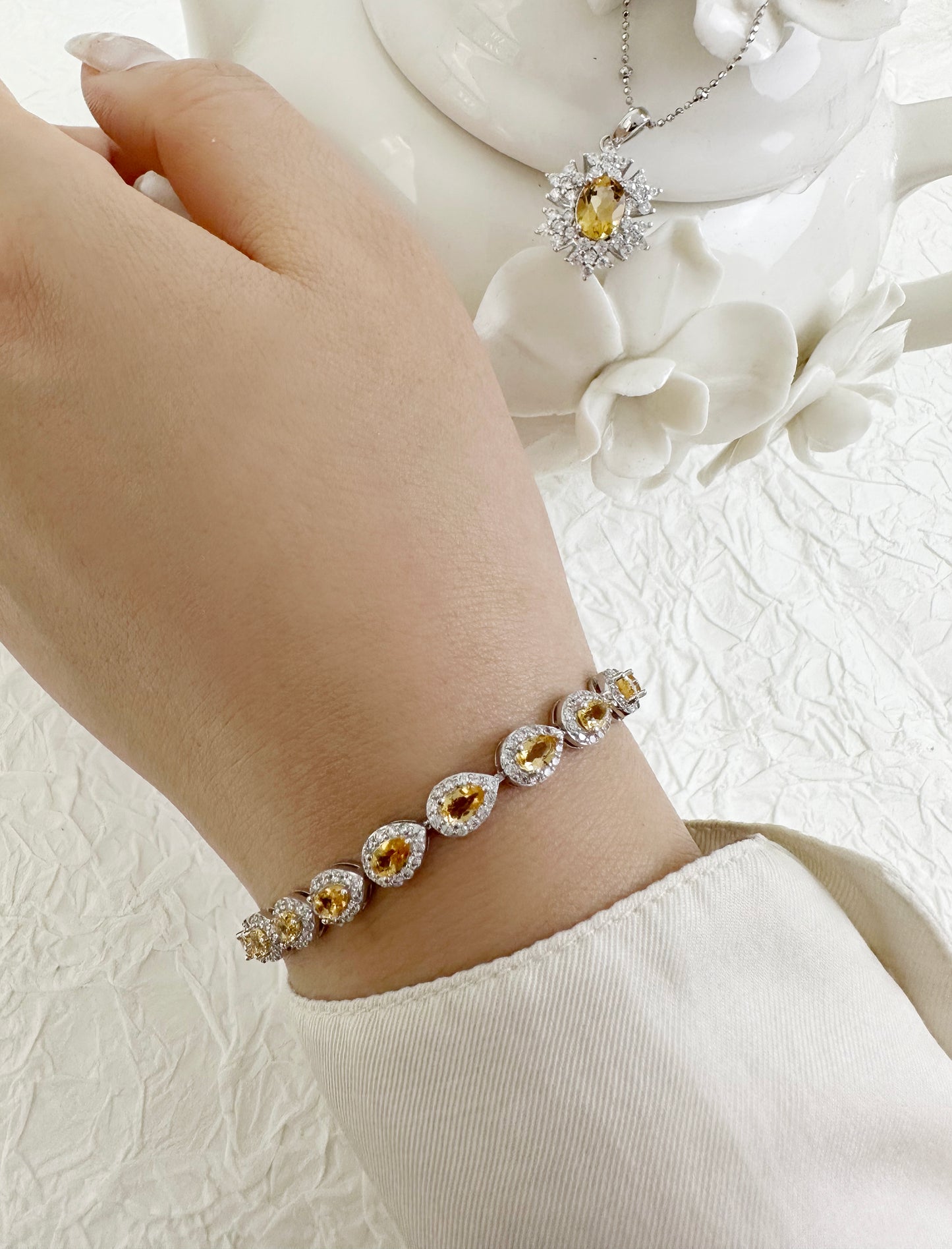 Citrine Stone 925 Sterling Silver Bracelet