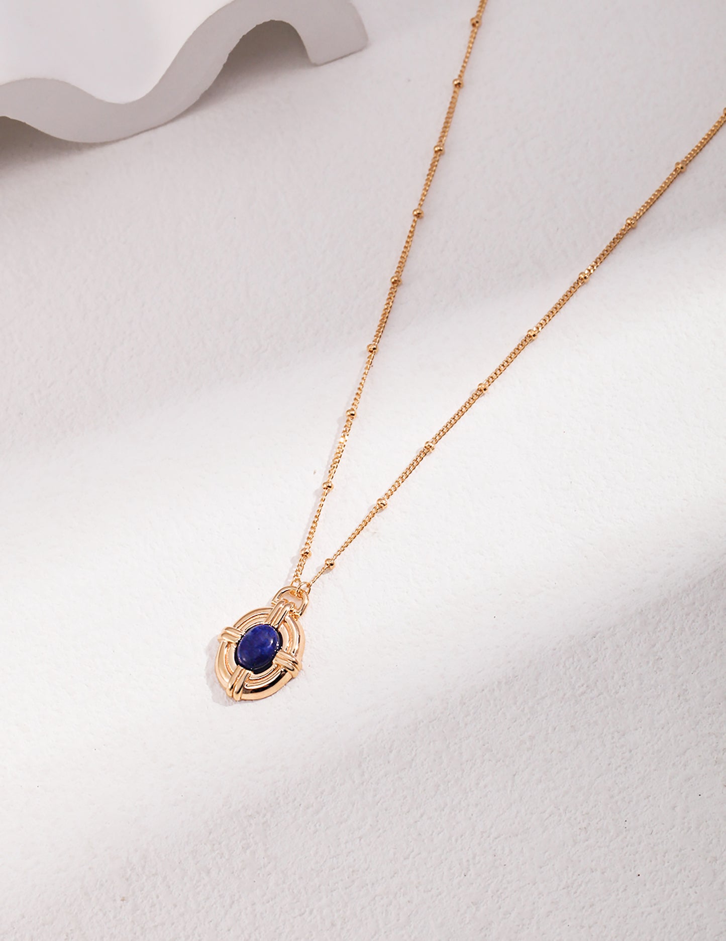 925 Silver Plated Gold With Lapis Stone Pendant Necklace