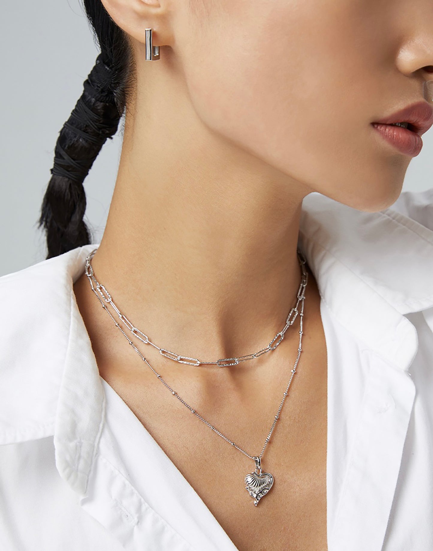 Gothic Style Heart Pendant 925 Silver Plated Gold Necklace