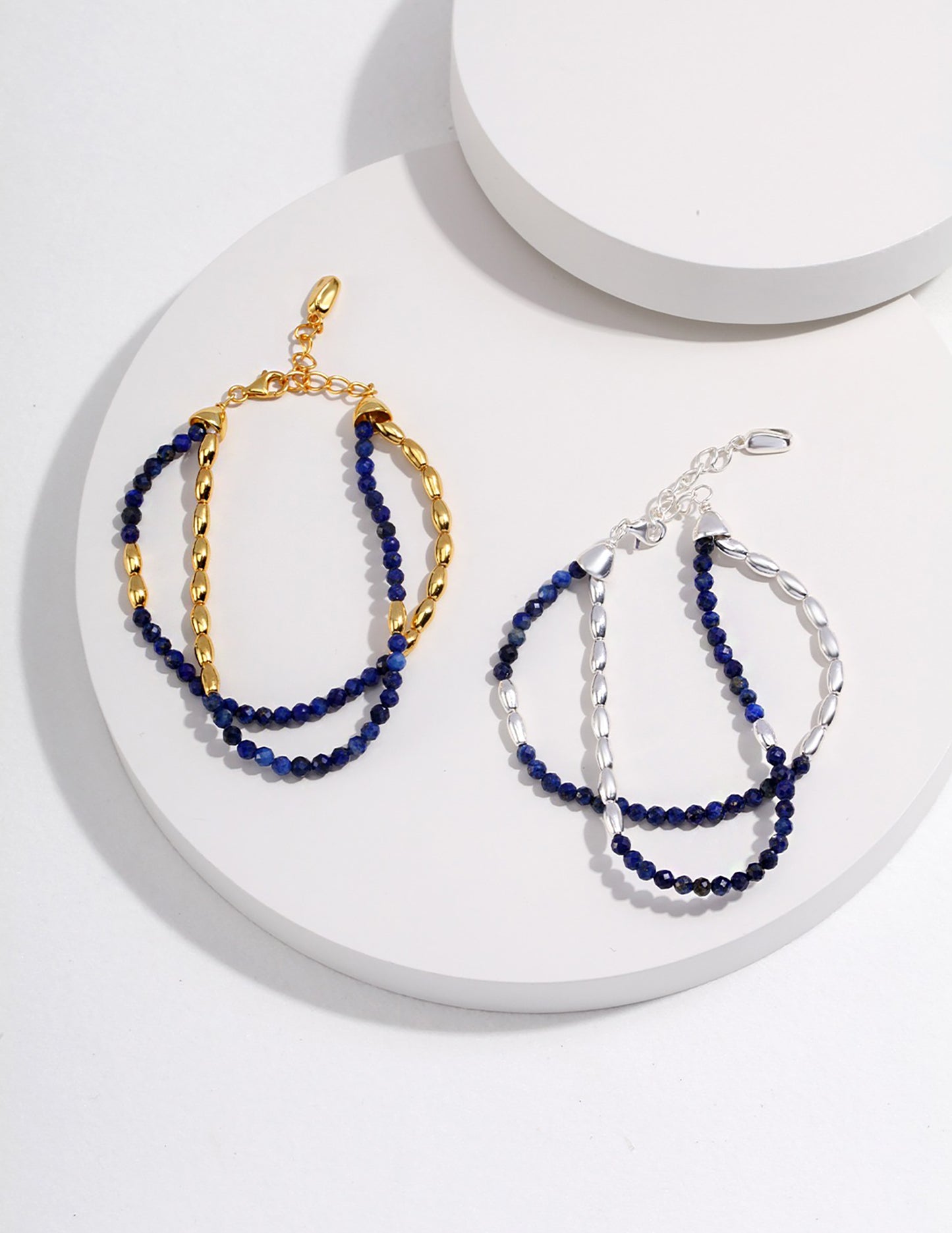 Lapis With 925 Silver Double plated gold Layers Bracelet