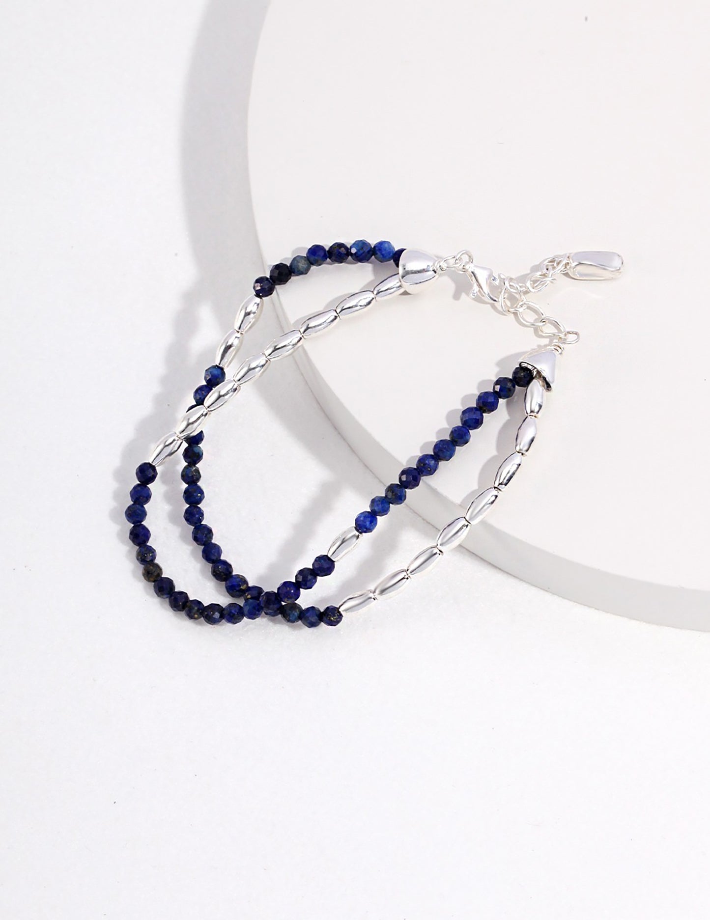 Lapis With 925 Silver Double plated gold Layers Bracelet