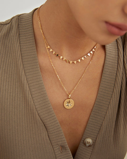 Bohemia Style  925 Silver Plated Gold Necklace