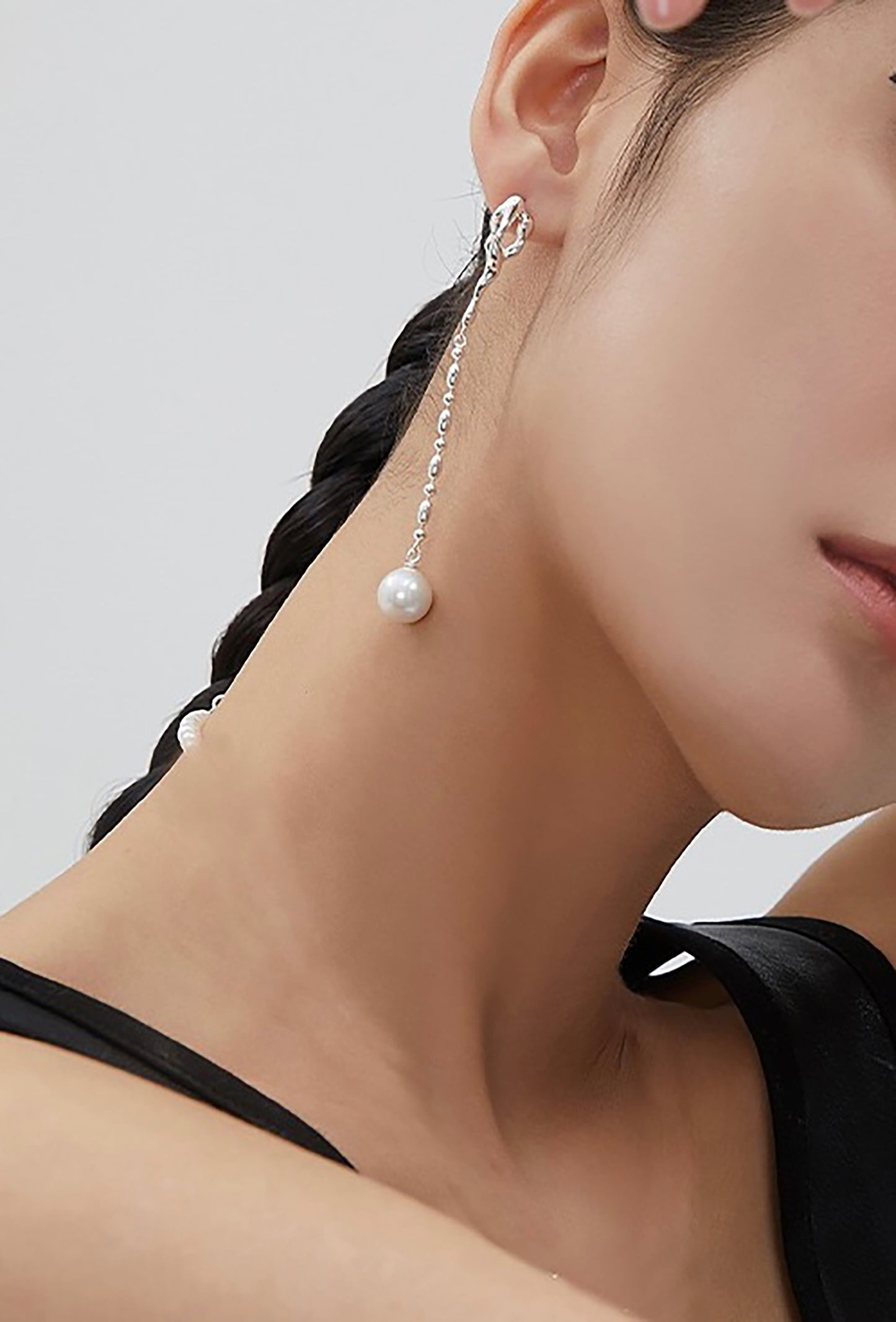 Asymmetry 925 Silver With Freshwater Pearls Drop Earrings