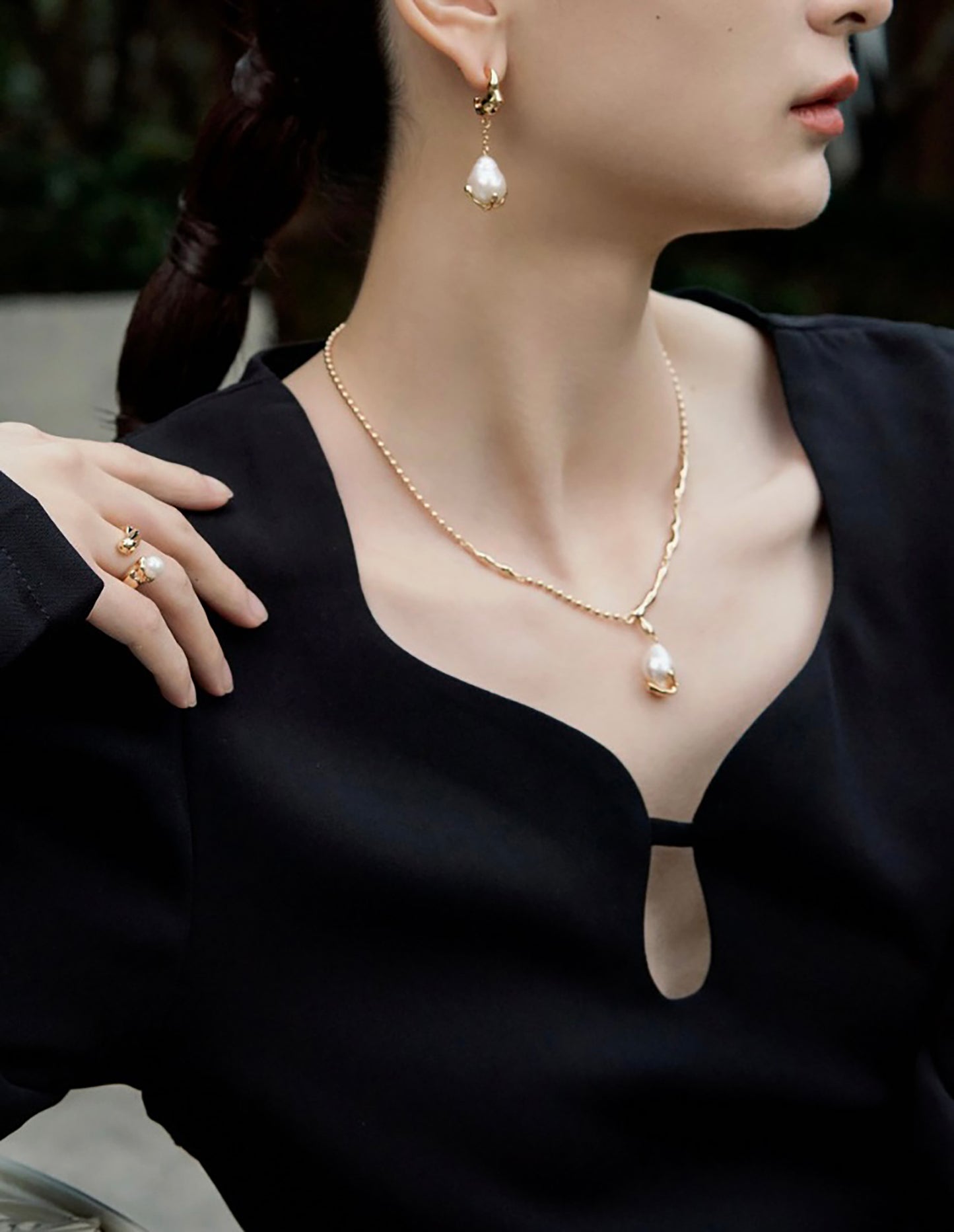 Baroque Pearls Pendant 925 Silver Necklace