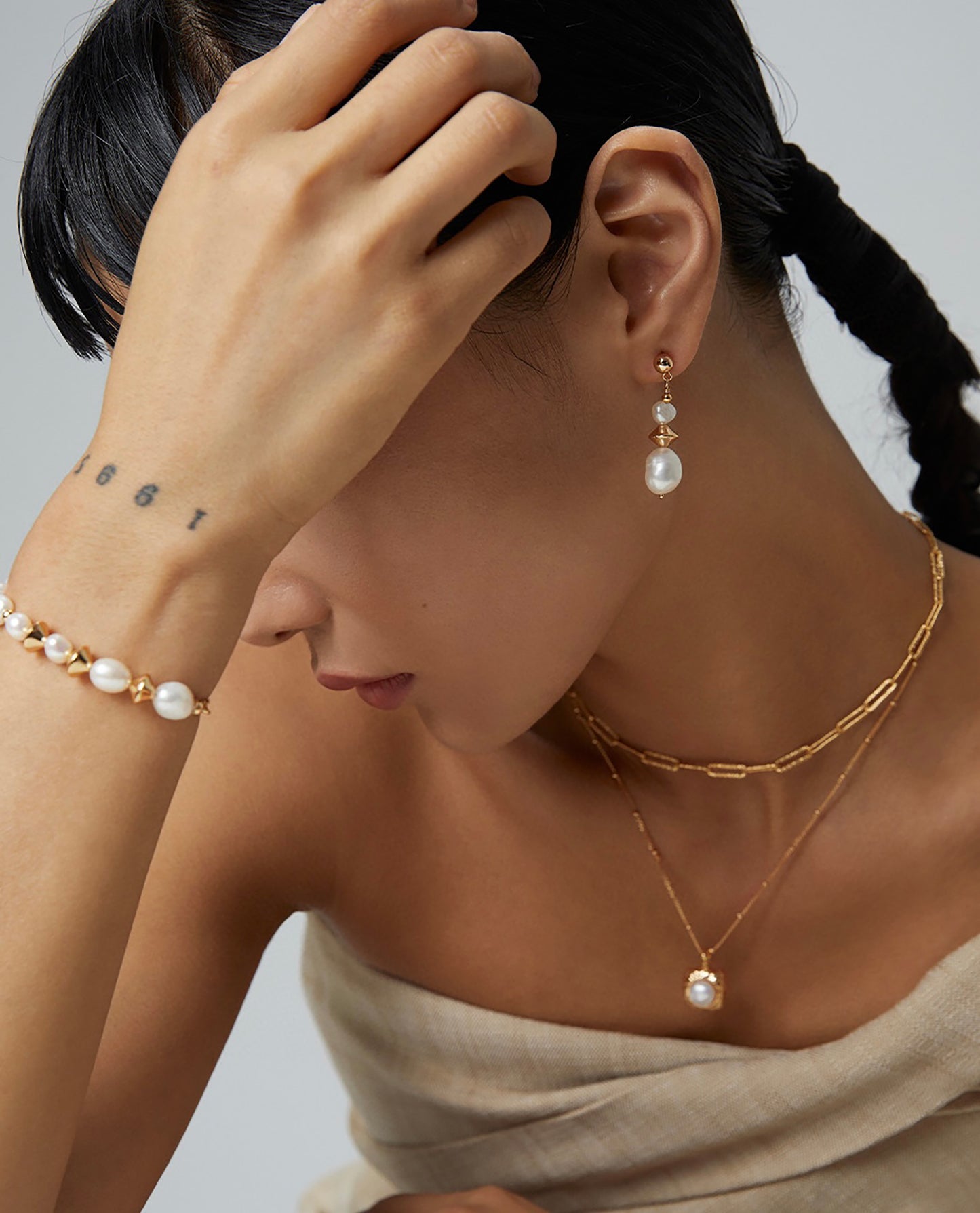 Freshwater Pearls Setting Pendant 925 Silver Plated Gold Necklace