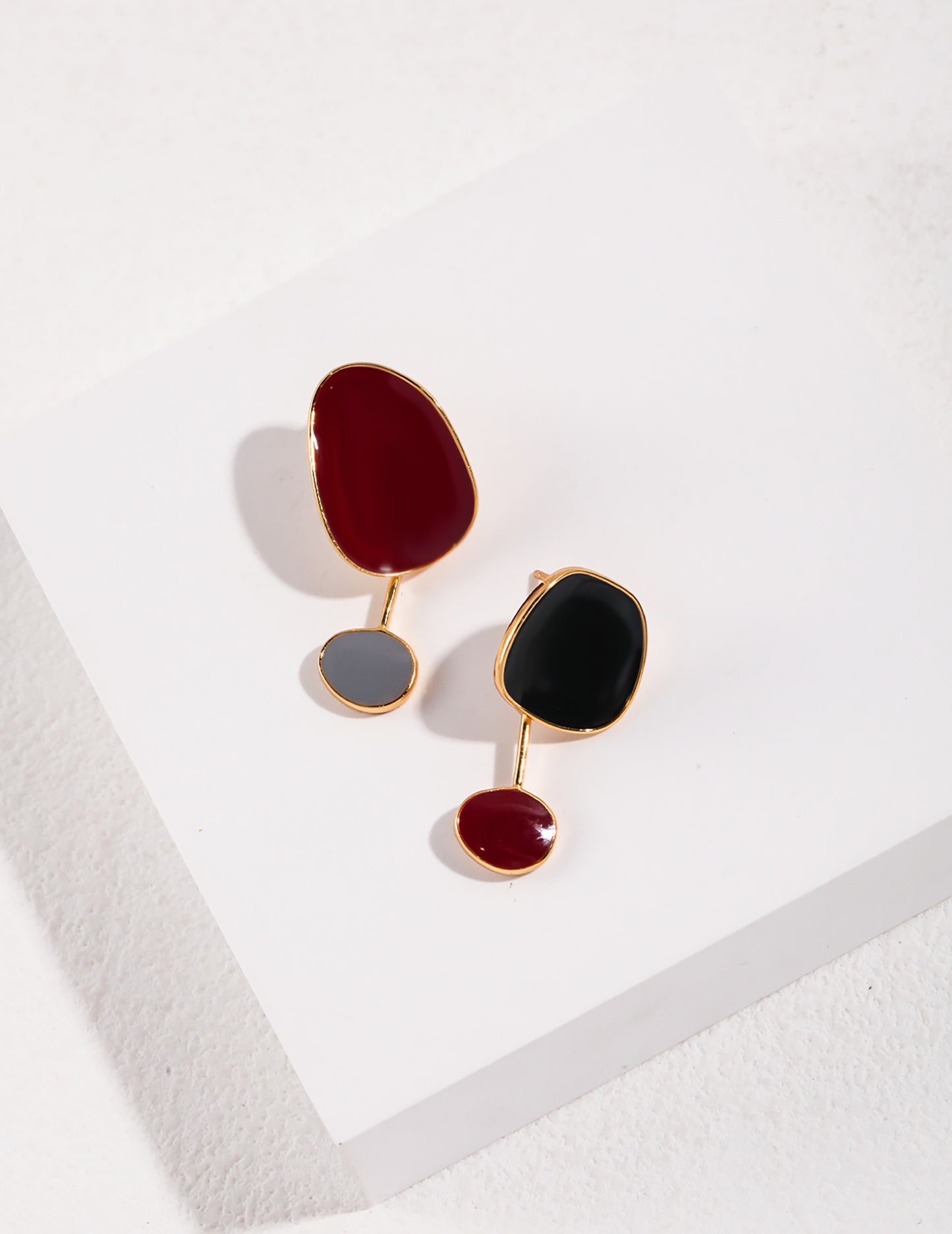 Black And Red Glaze 925 Silver Earrings